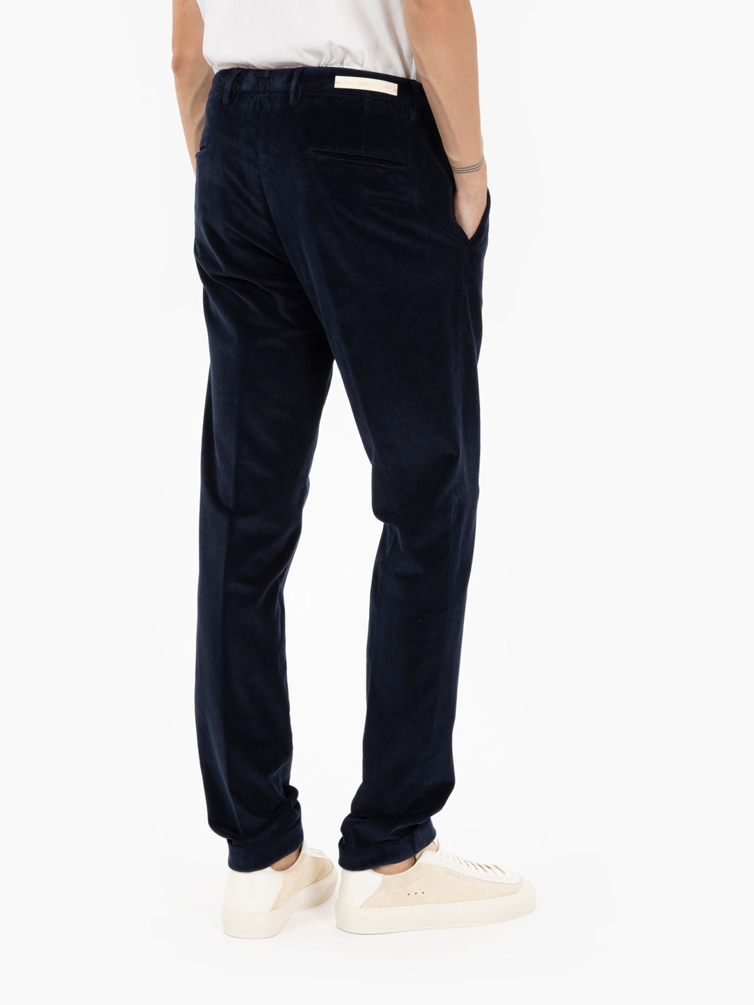 Pantaloni con balza in velluto navy