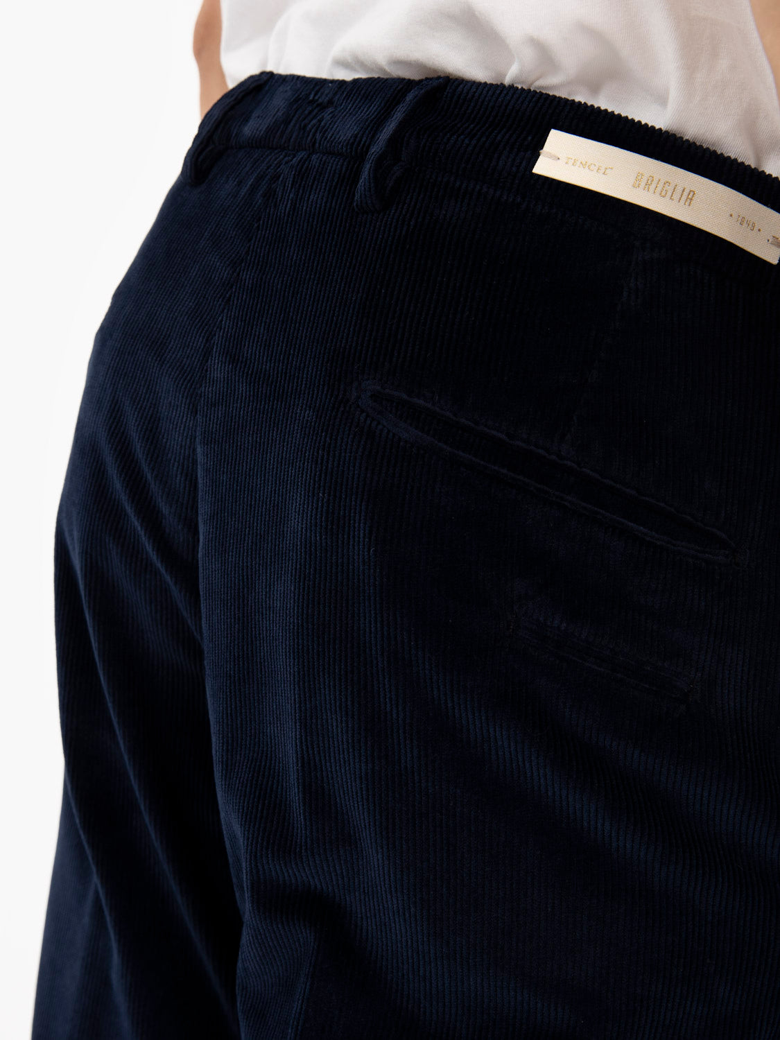 Pantaloni con balza in velluto navy
