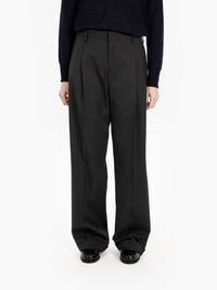 Pantaloni con pinces in misto lana neri