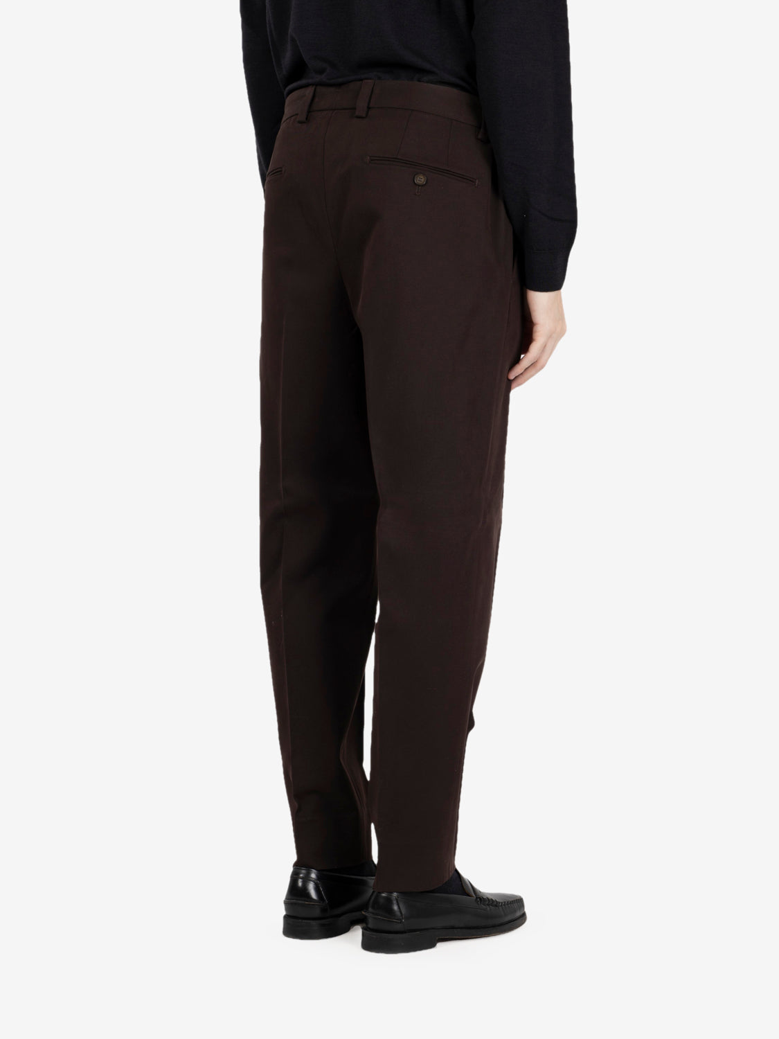 Portofinos dark brown trousers with pleats