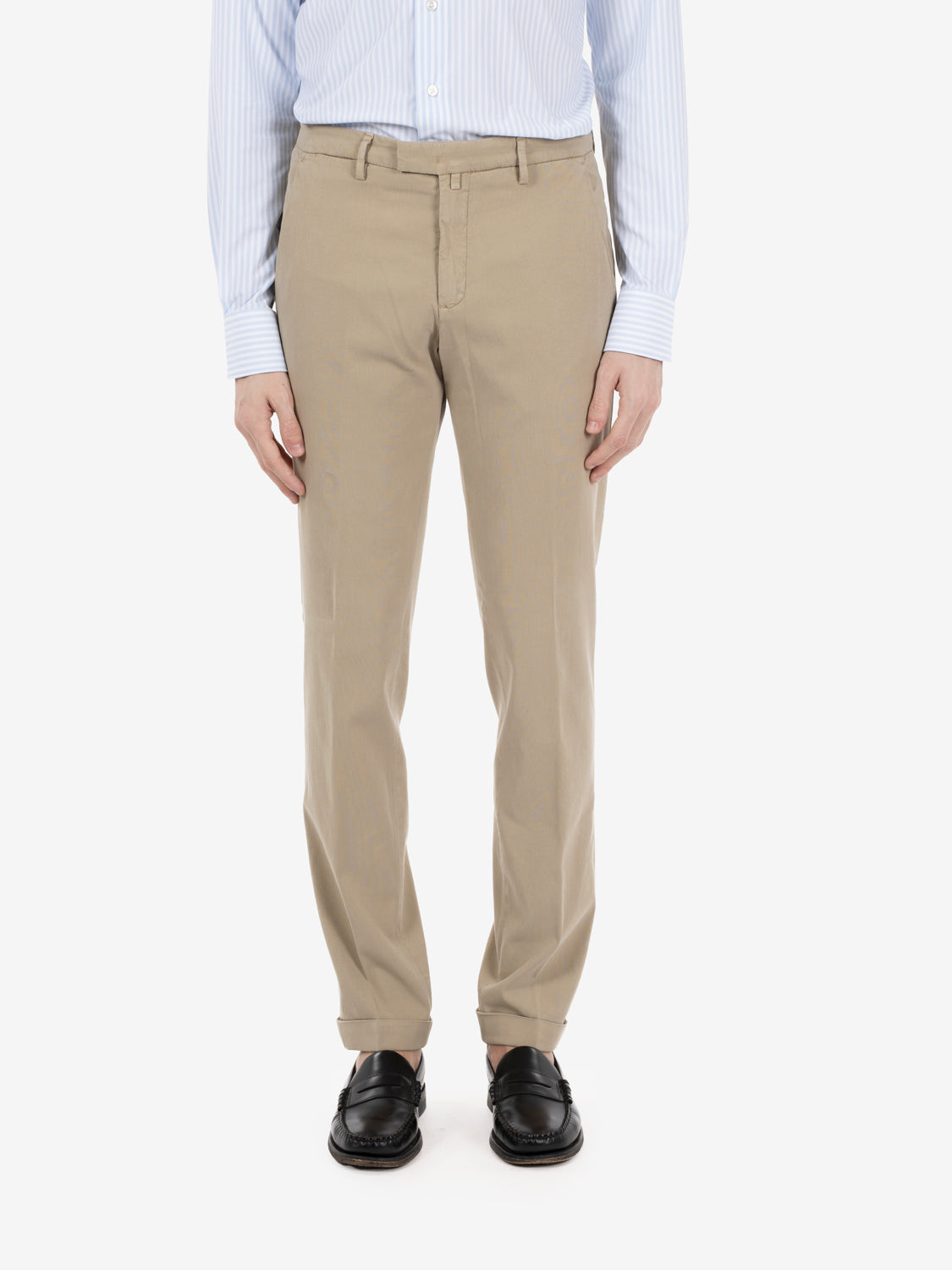 Beige cotton and Tencel trousers