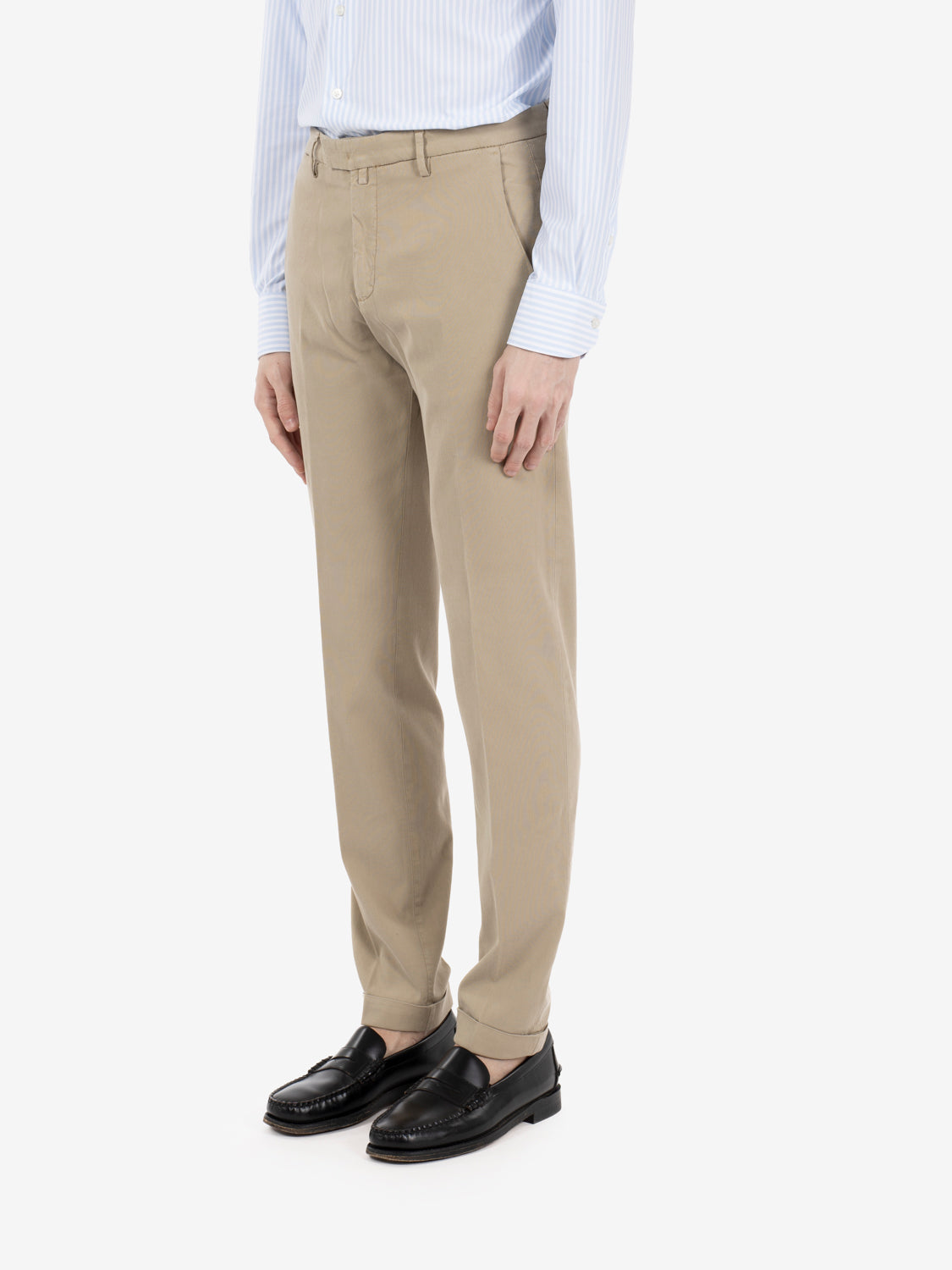 Beige cotton and Tencel trousers