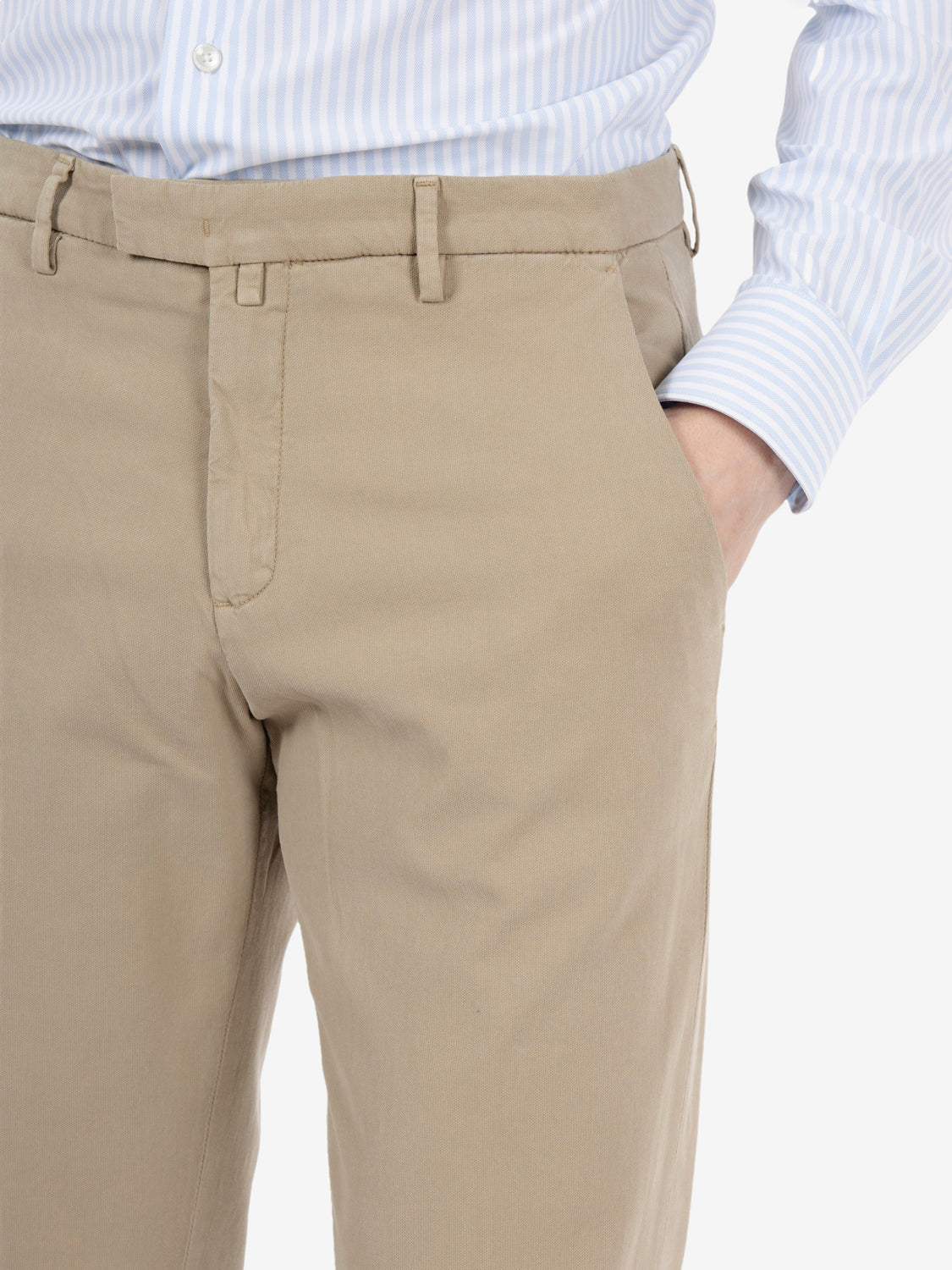 Beige cotton and Tencel trousers