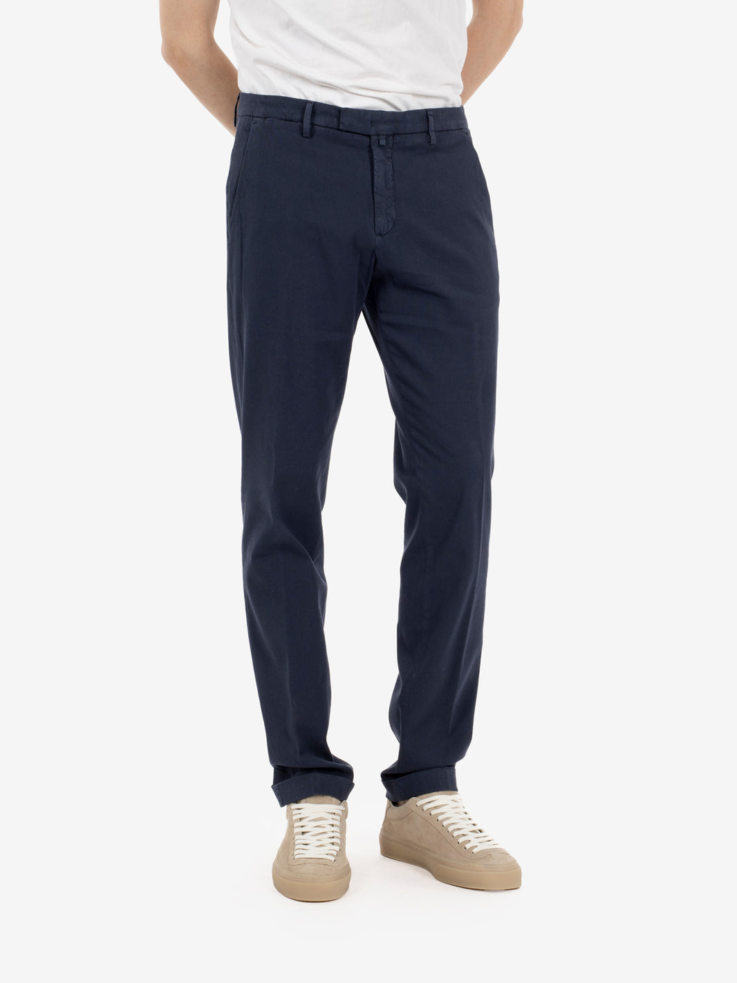 Pantaloni in cotone e tencel navy