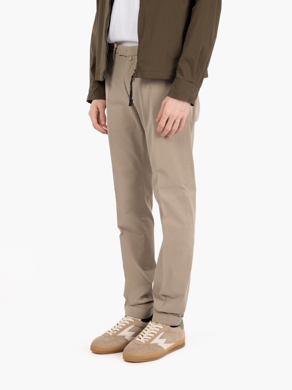 Pantaloni in cotone e tencel tortora