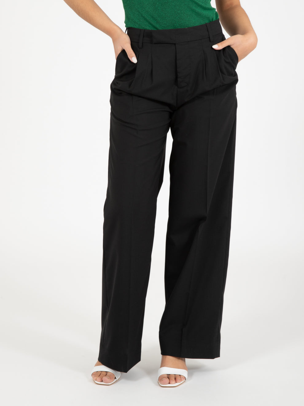 Pantaloni in misto lana nero