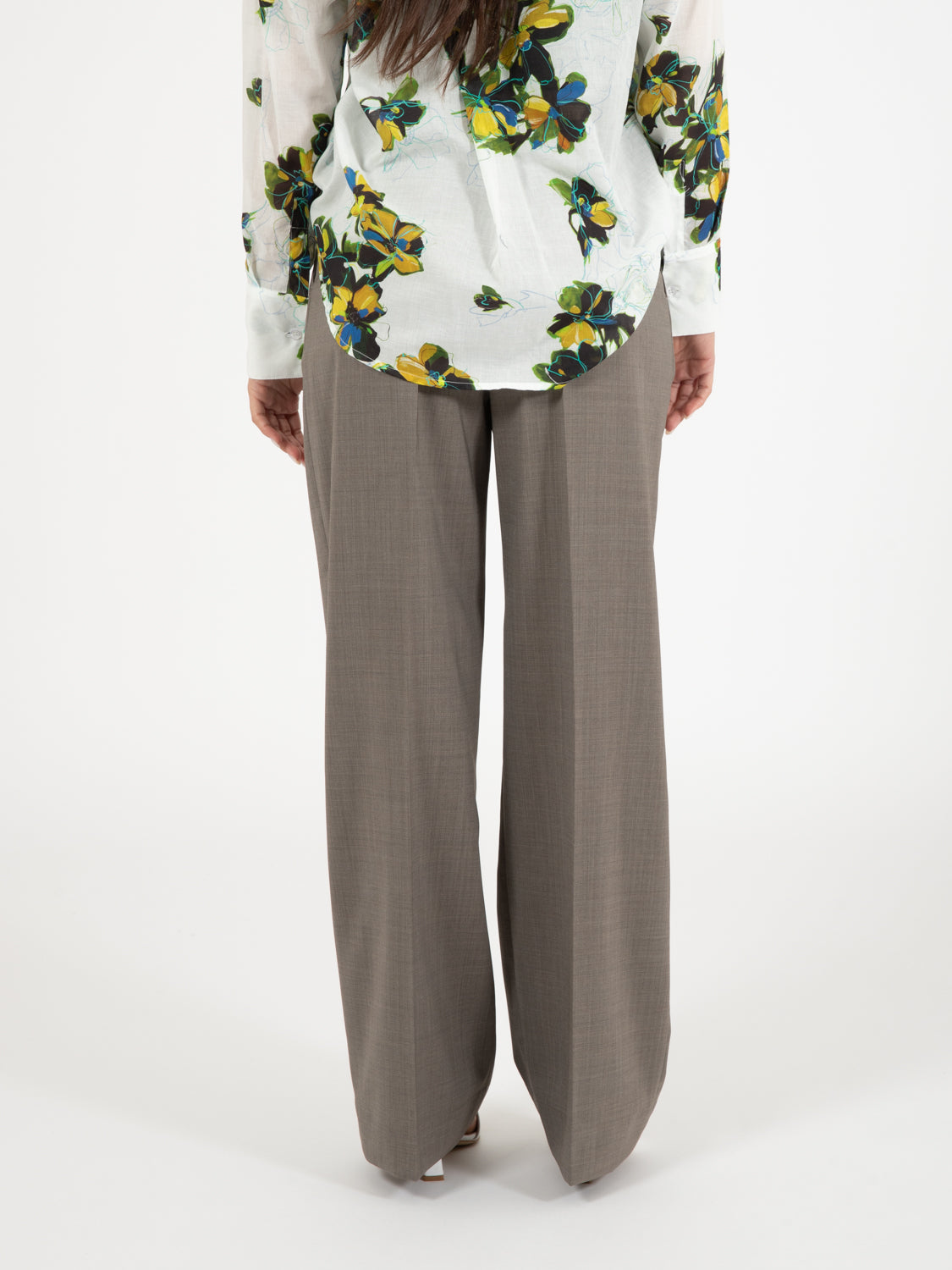 Pantaloni in misto lana tortora