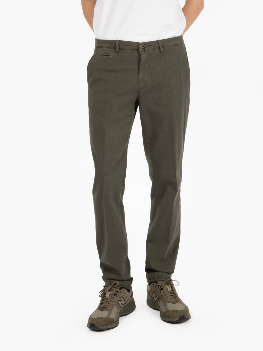 Pantaloni in tessuto operato di cotone verde