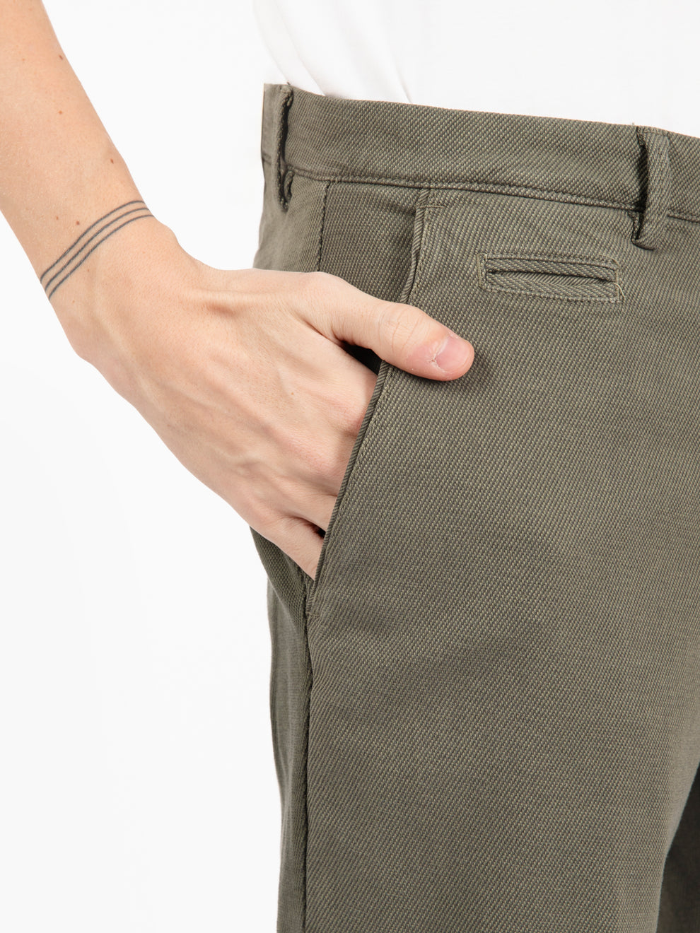 Green cotton fabric trousers