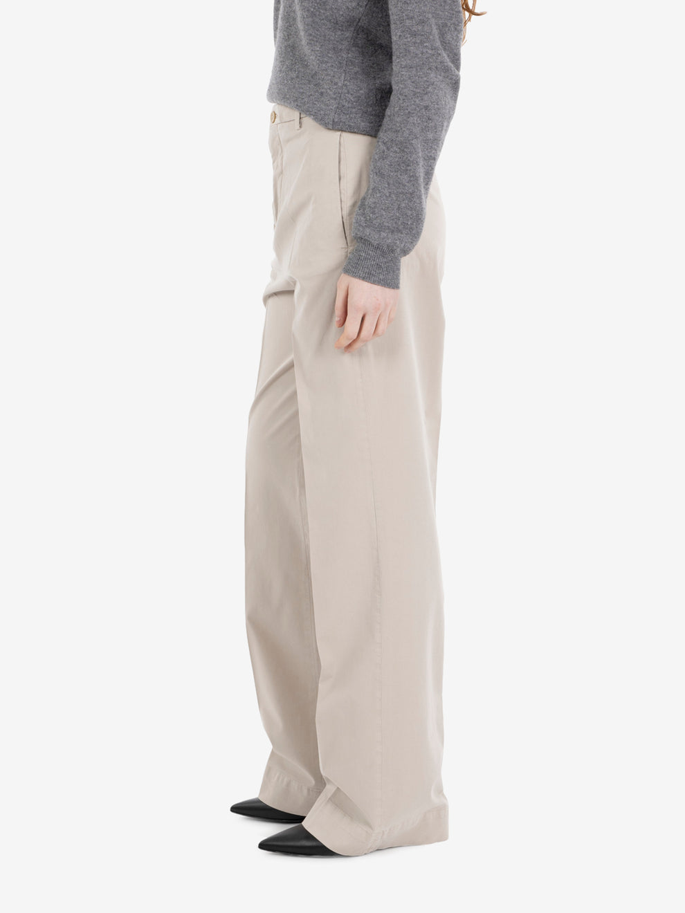 Pantaloni palazzo in cotone sabbia