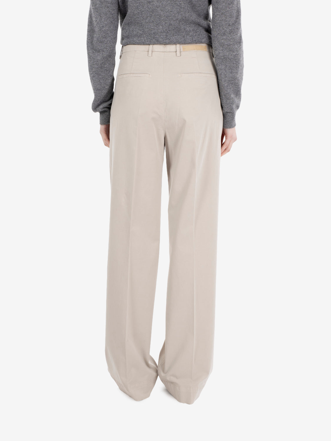 Pantaloni palazzo in cotone sabbia