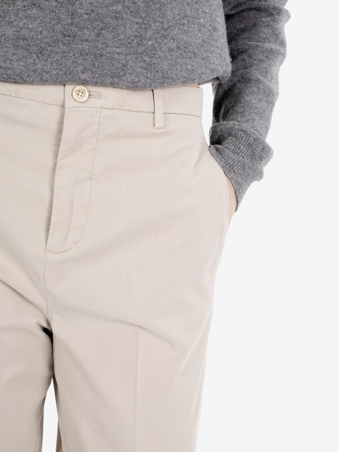 Pantaloni palazzo in cotone sabbia