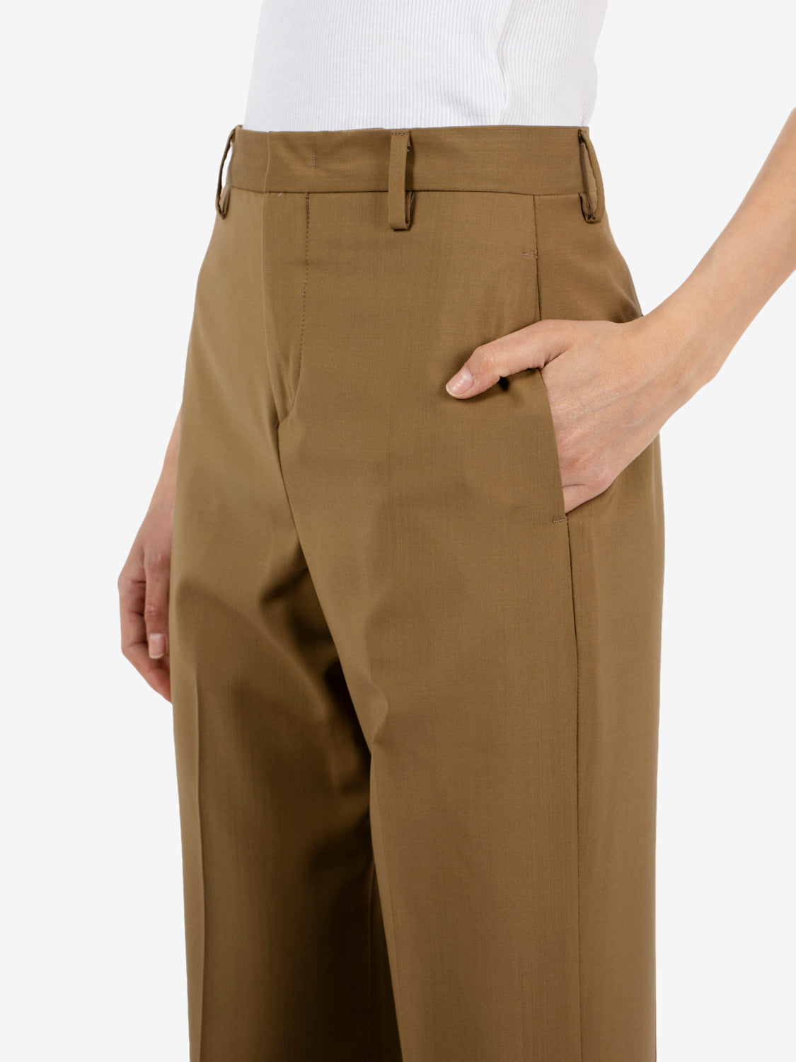 Pantaloni palazzo in lana olio