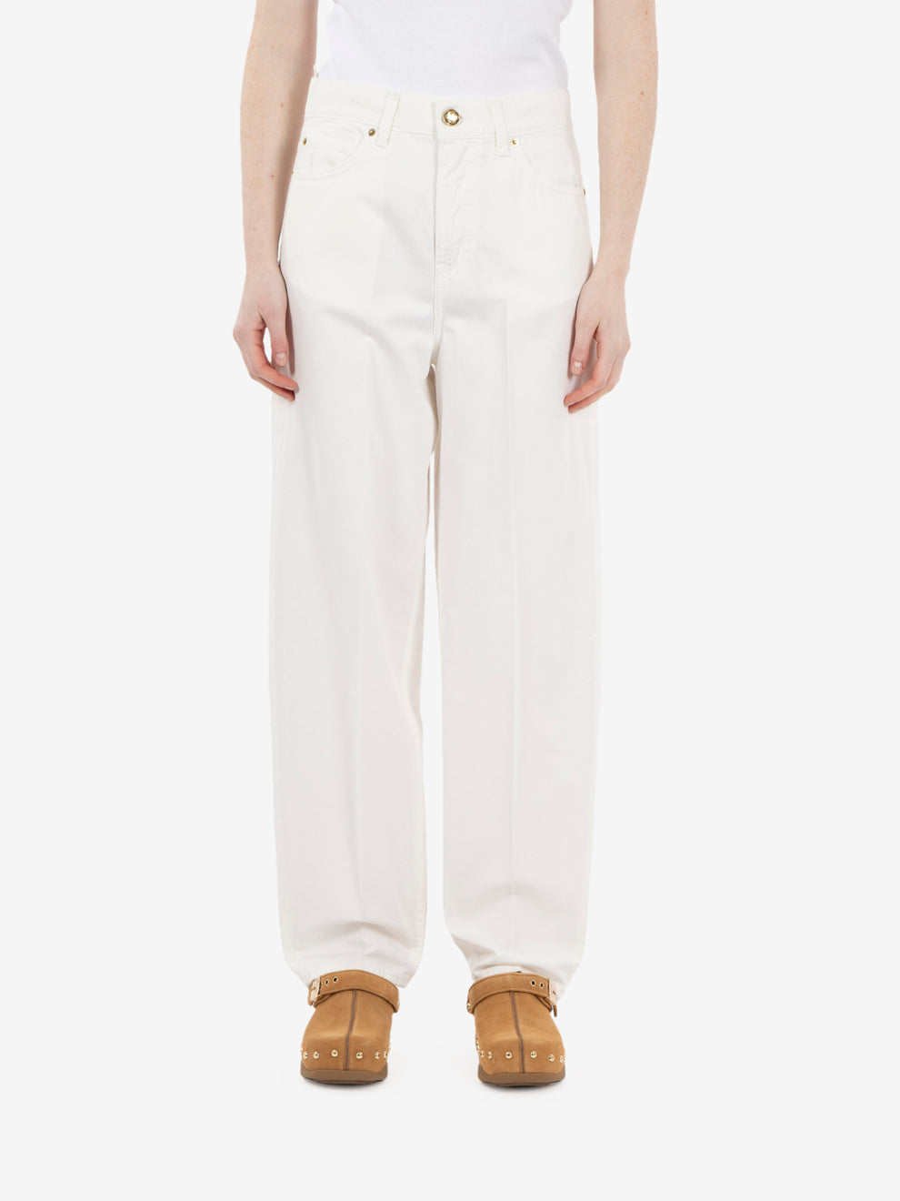 Pantaloni Paris carrot fit bianco