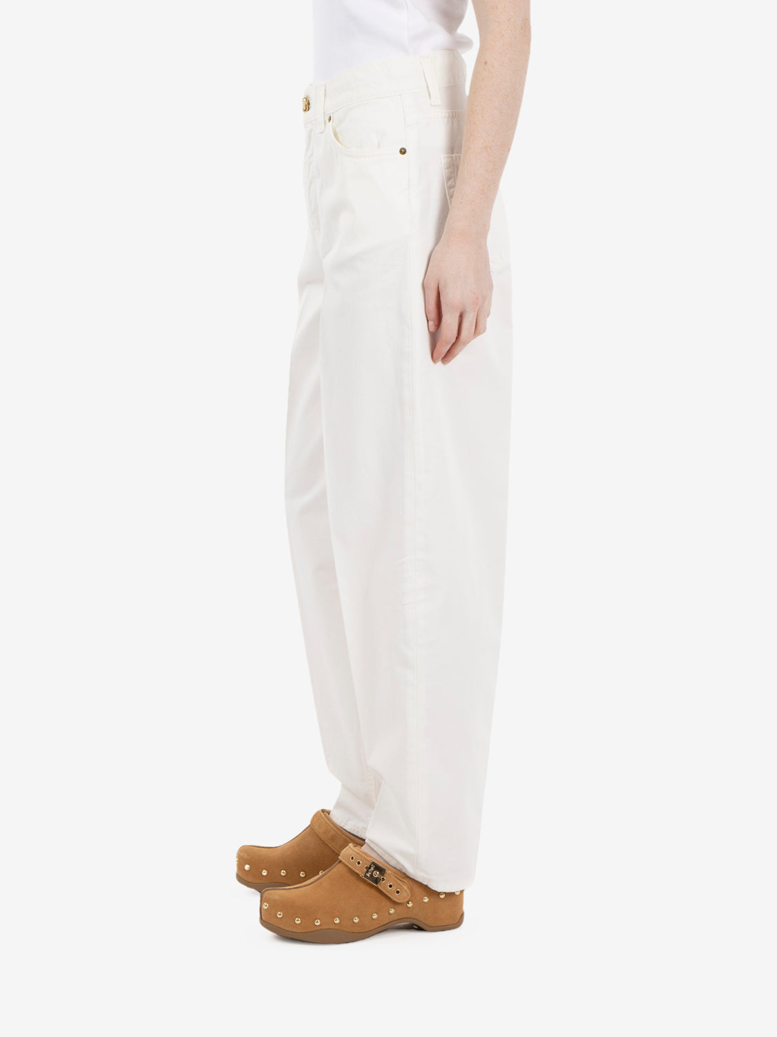 Pantaloni Paris carrot fit bianco