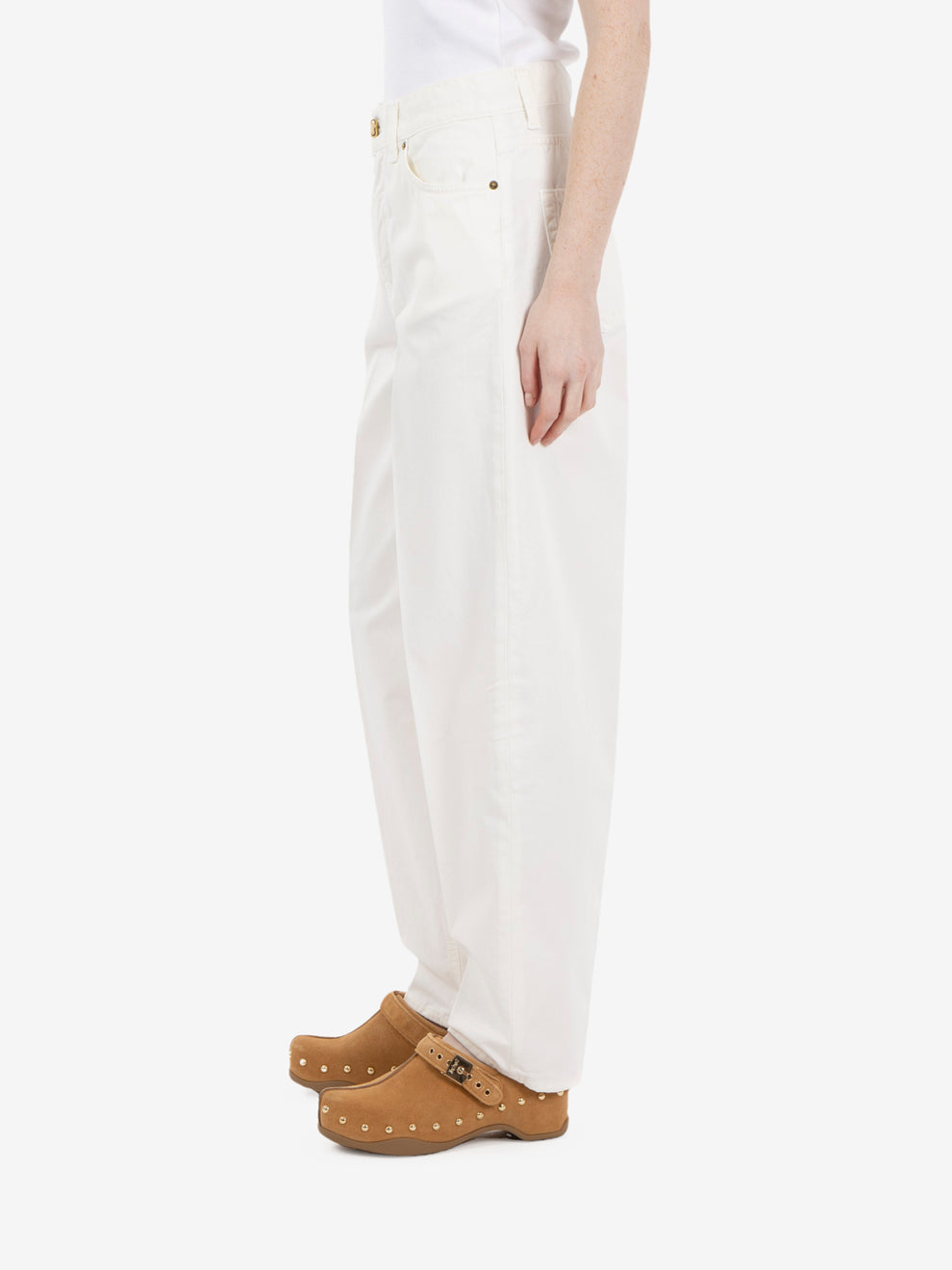 Pantaloni Paris carrot fit bianco