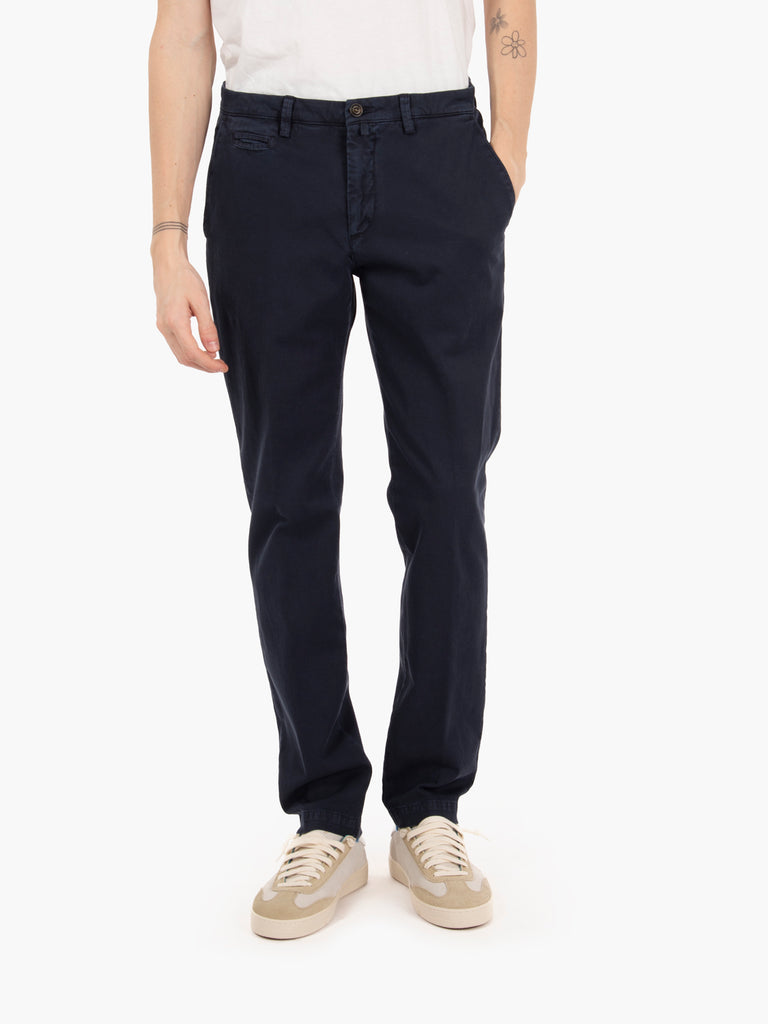 BRIGLIA 1949 - Pantaloni tricotina in lino e cotone navy