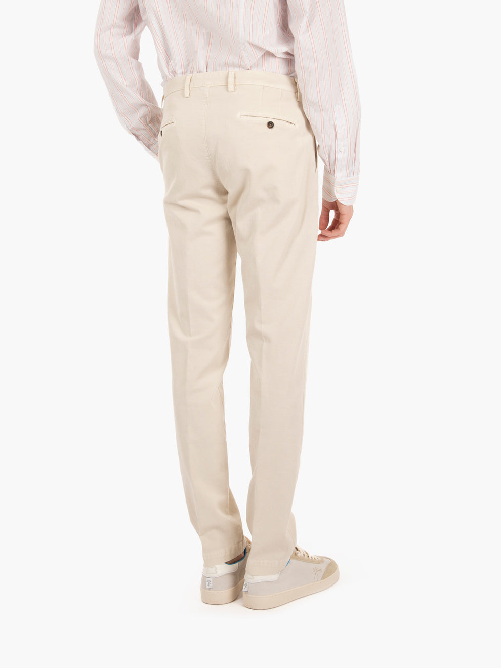 Cream linen and cotton tricotina trousers
