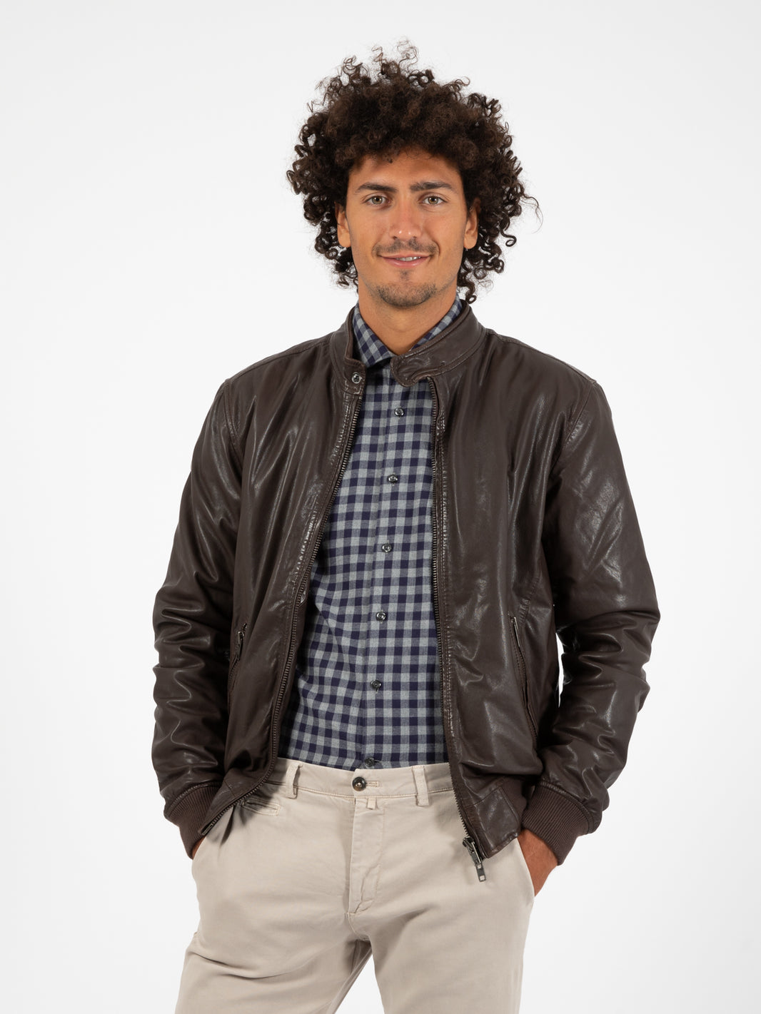 Bomber in pelle fondente
