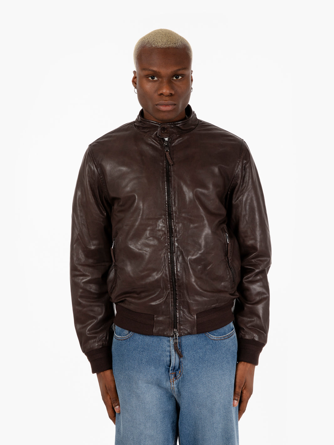 Bomber in pelle testa di moro