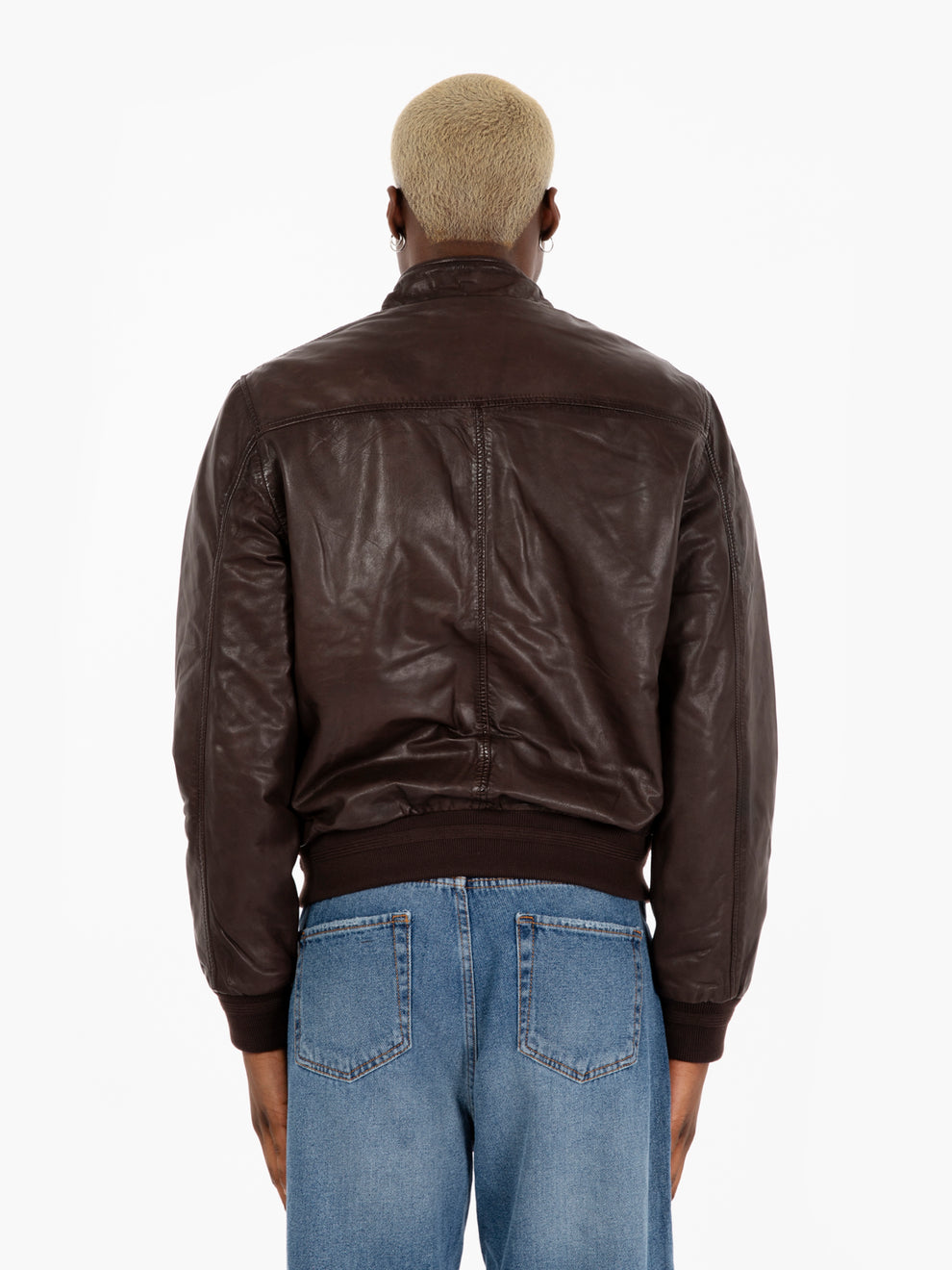 Bomber in pelle testa di moro