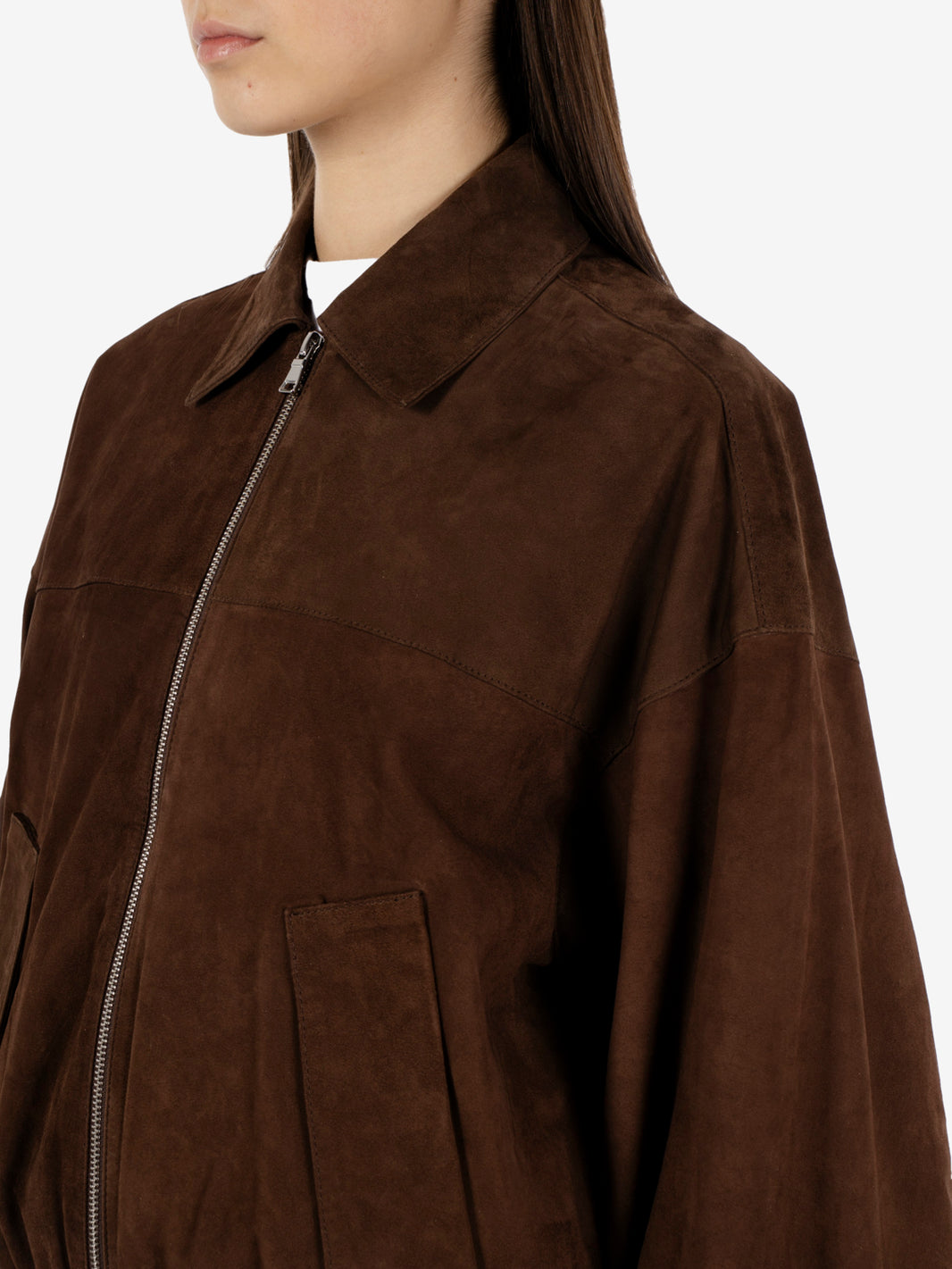 Bomber in suede caffè