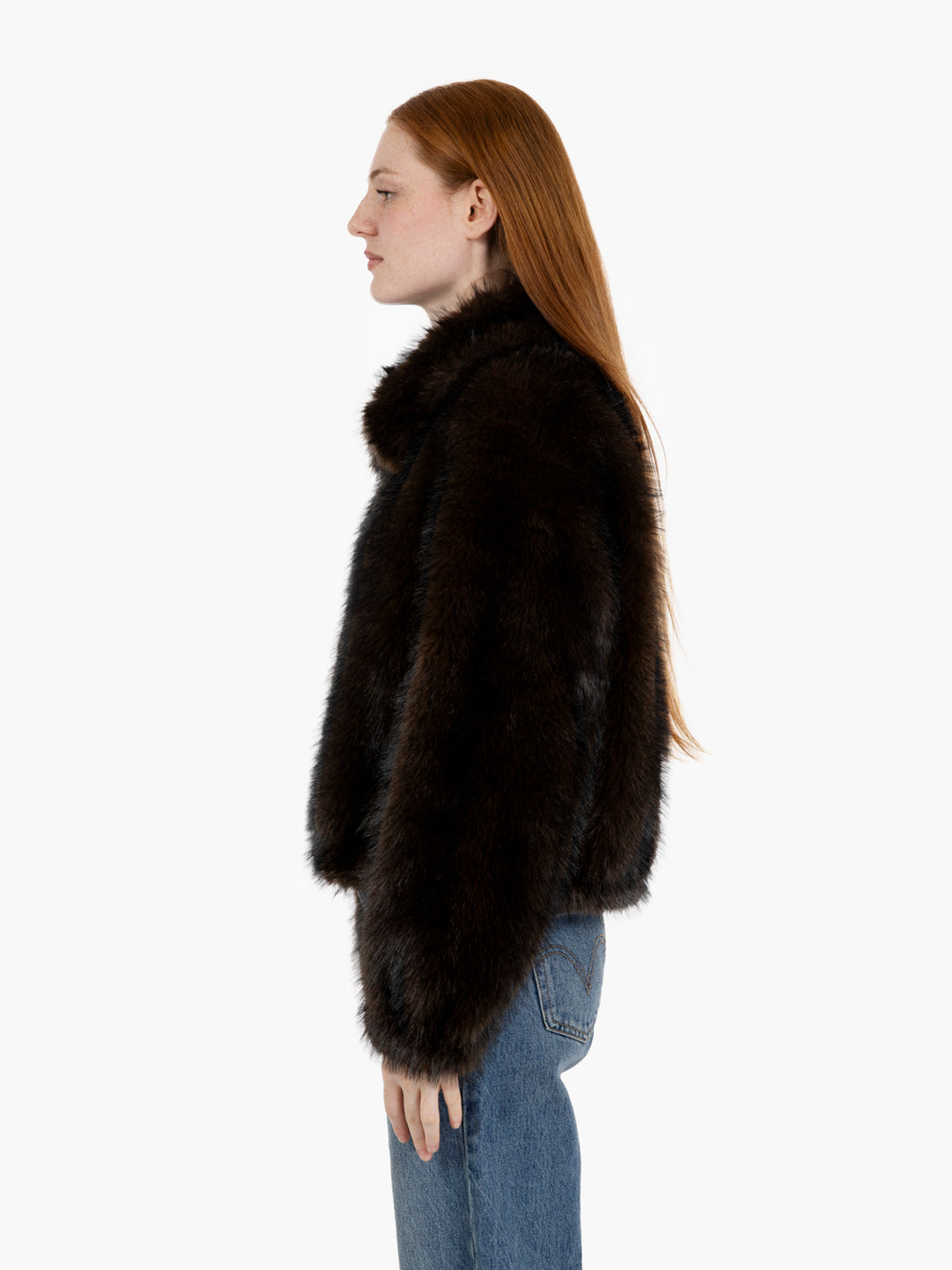 Bomber zip in ecopelliccia moro