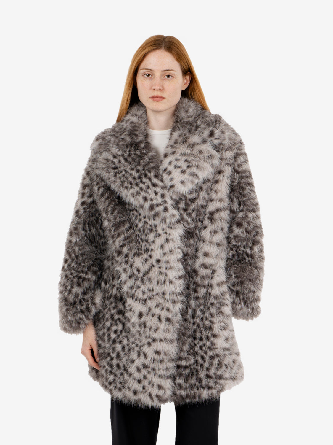 Cappotto ecopelliccia animalier ghiaccio