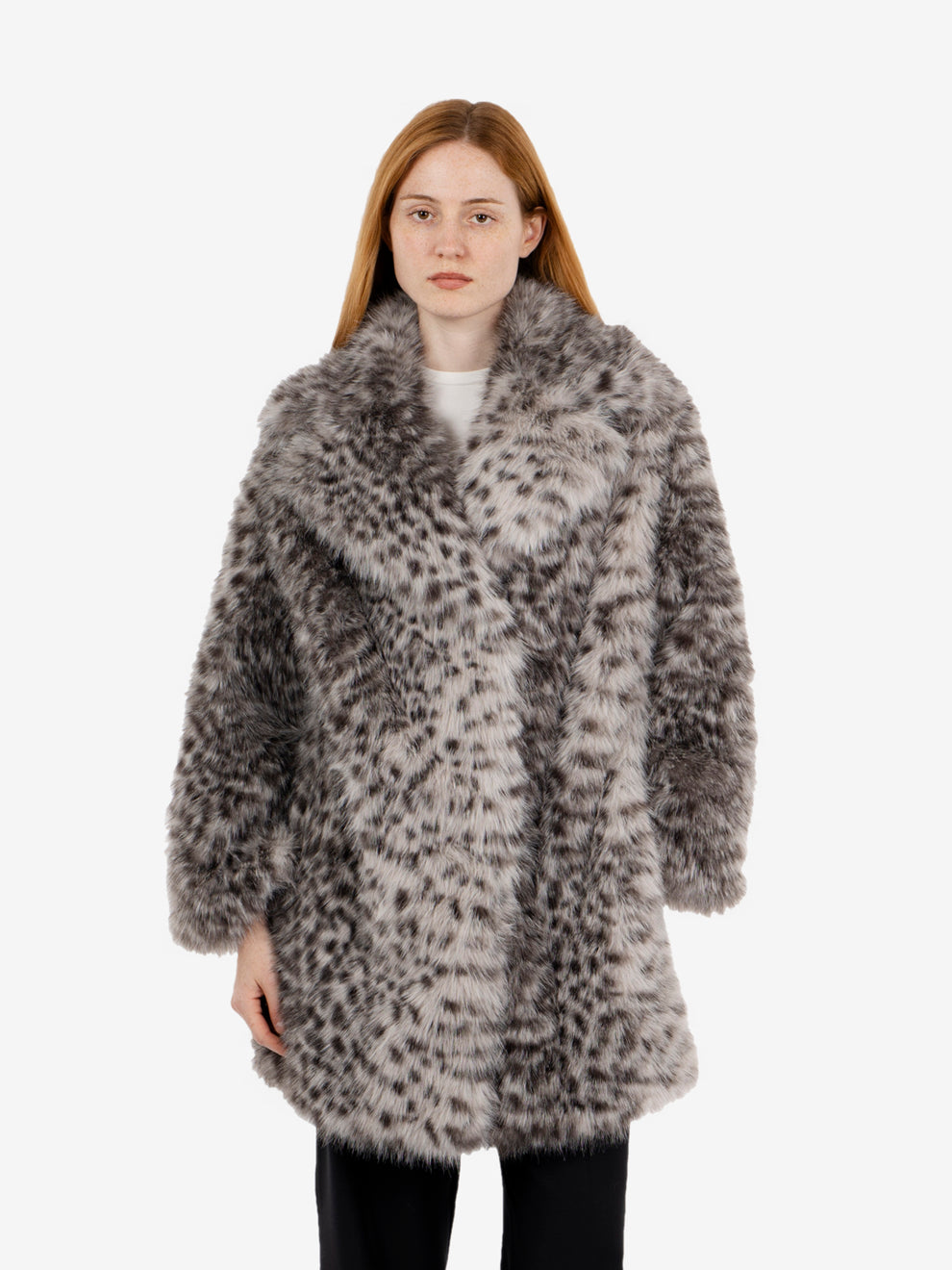 Cappotto ecopelliccia animalier ghiaccio