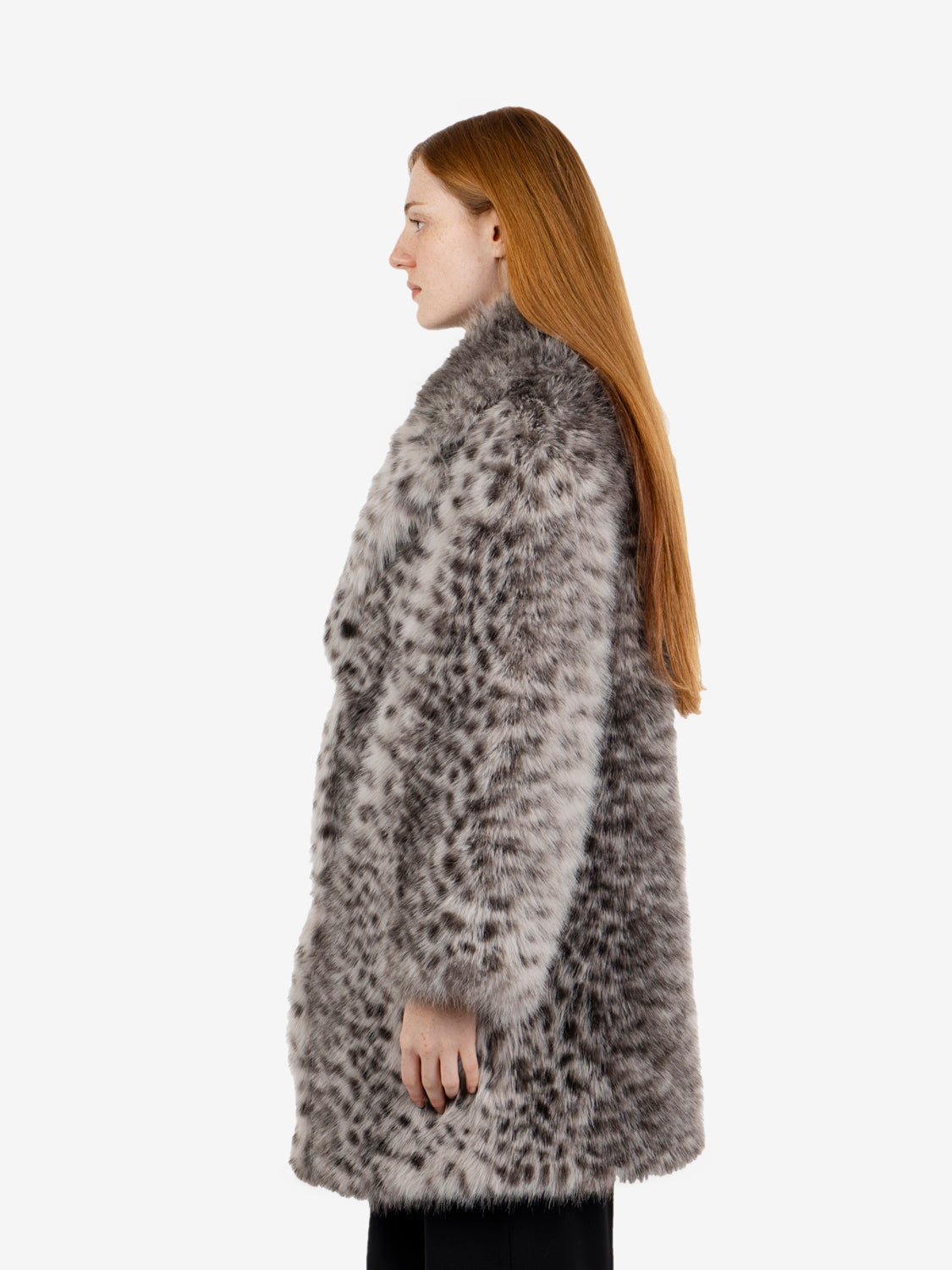 Cappotto ecopelliccia animalier ghiaccio