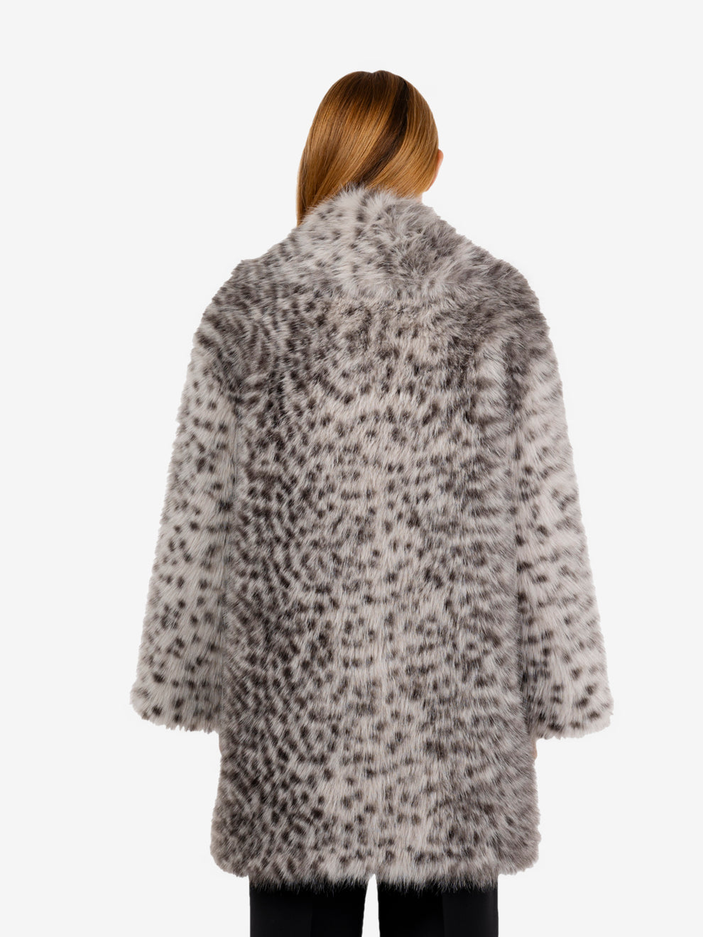 Cappotto ecopelliccia animalier ghiaccio