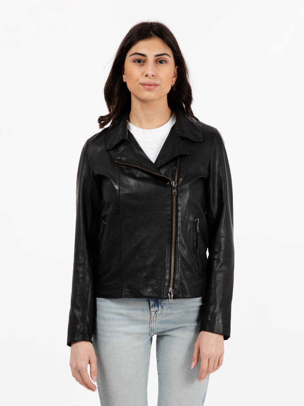Chiodo biker in pelle nero