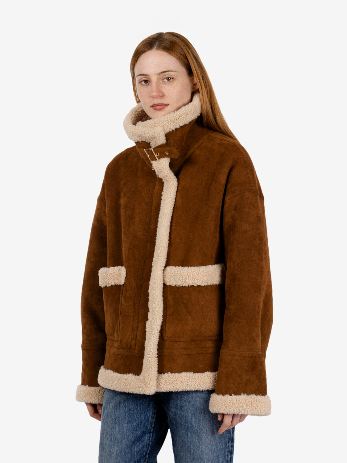 Tobacco suede faux sheepskin