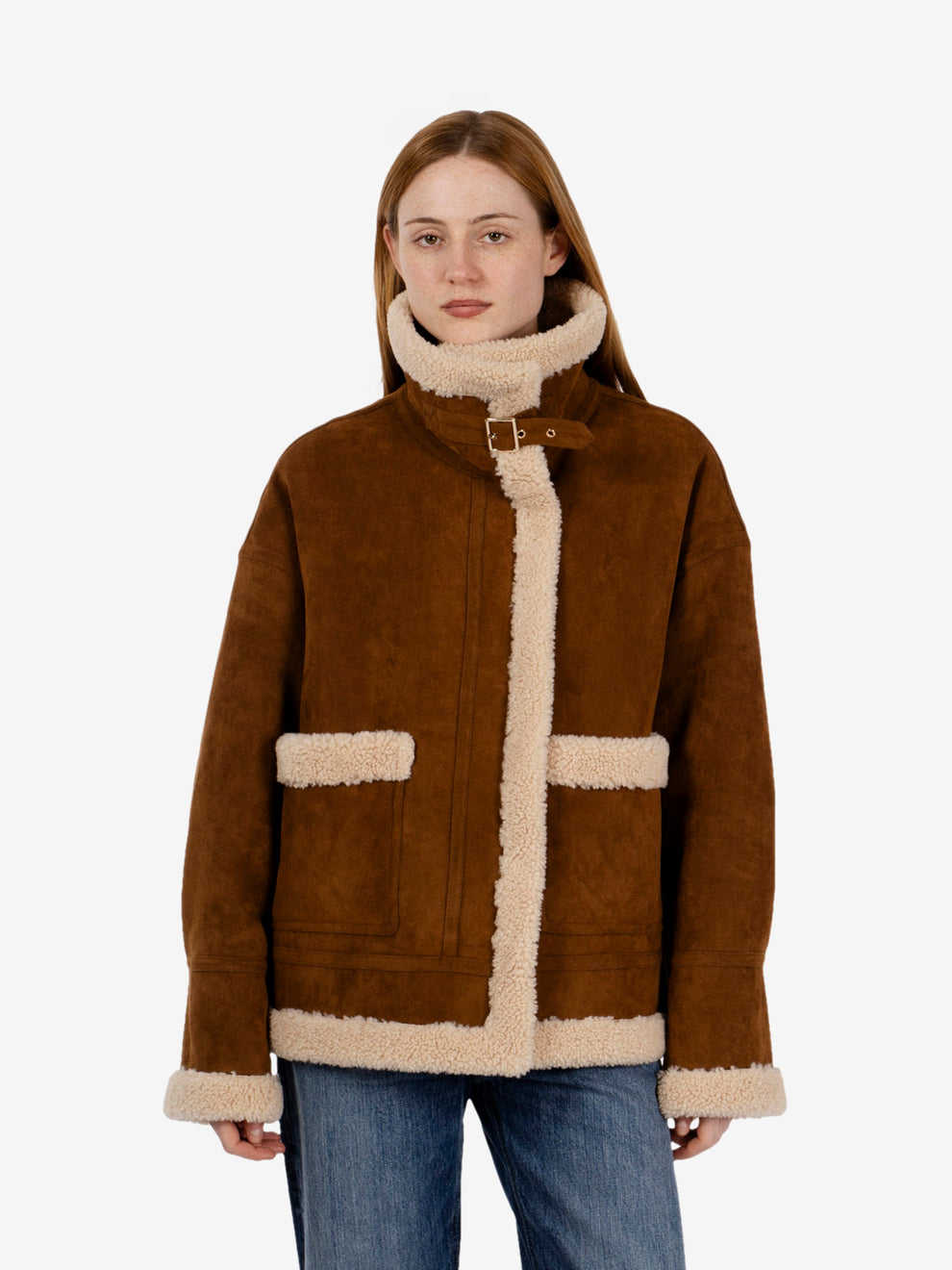 Tobacco suede faux sheepskin