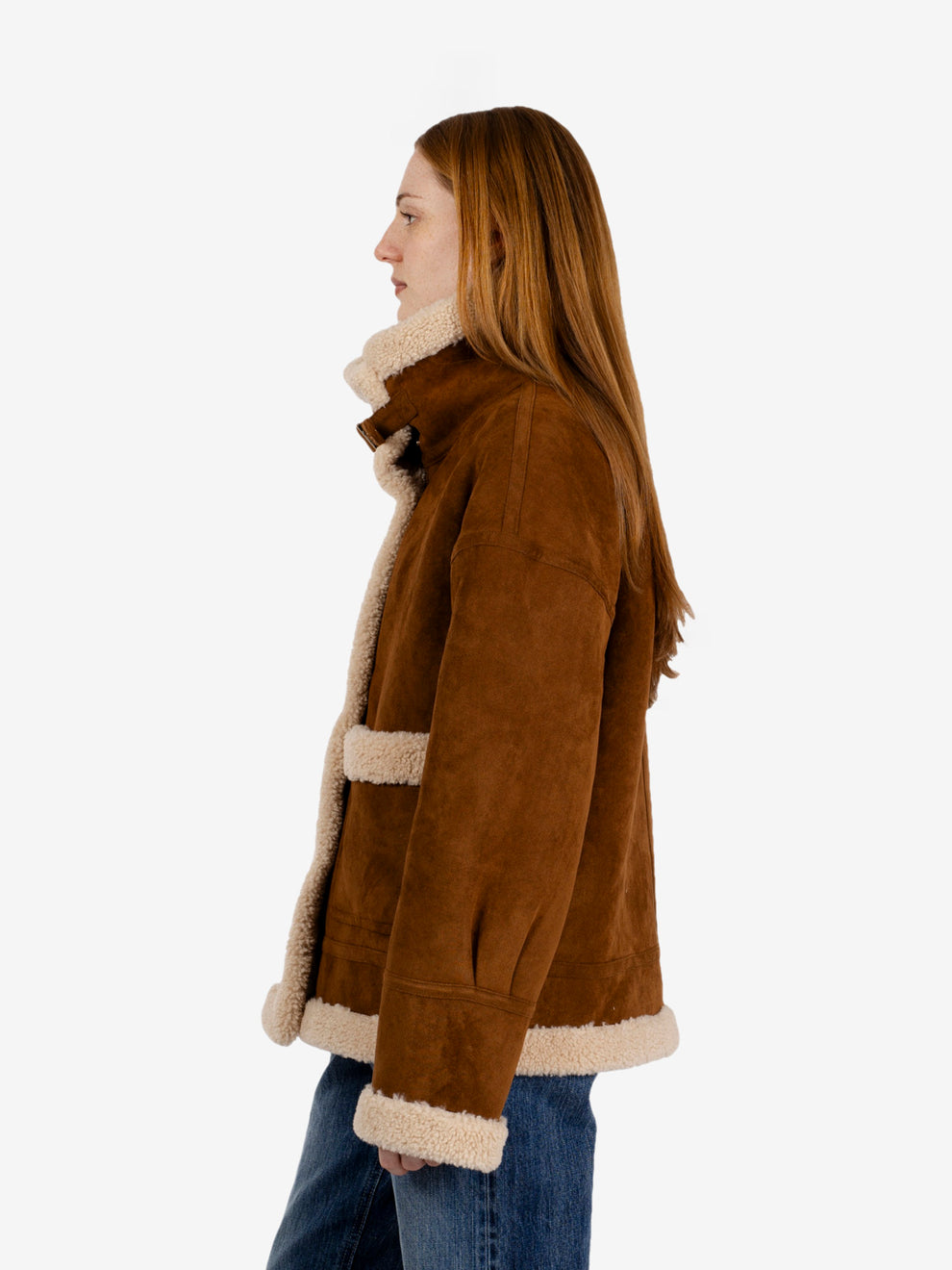 Tobacco suede faux sheepskin