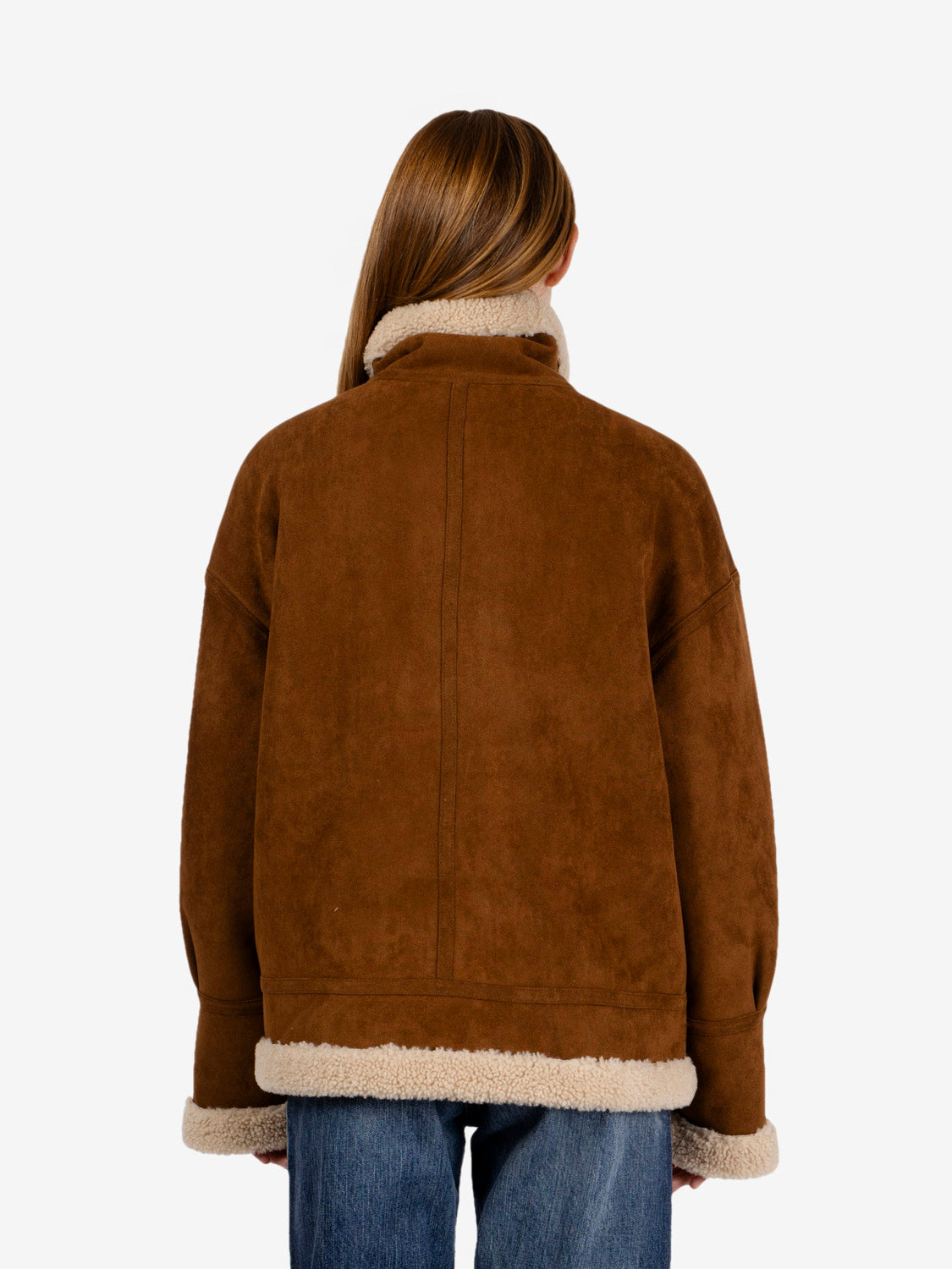 Tobacco suede faux sheepskin