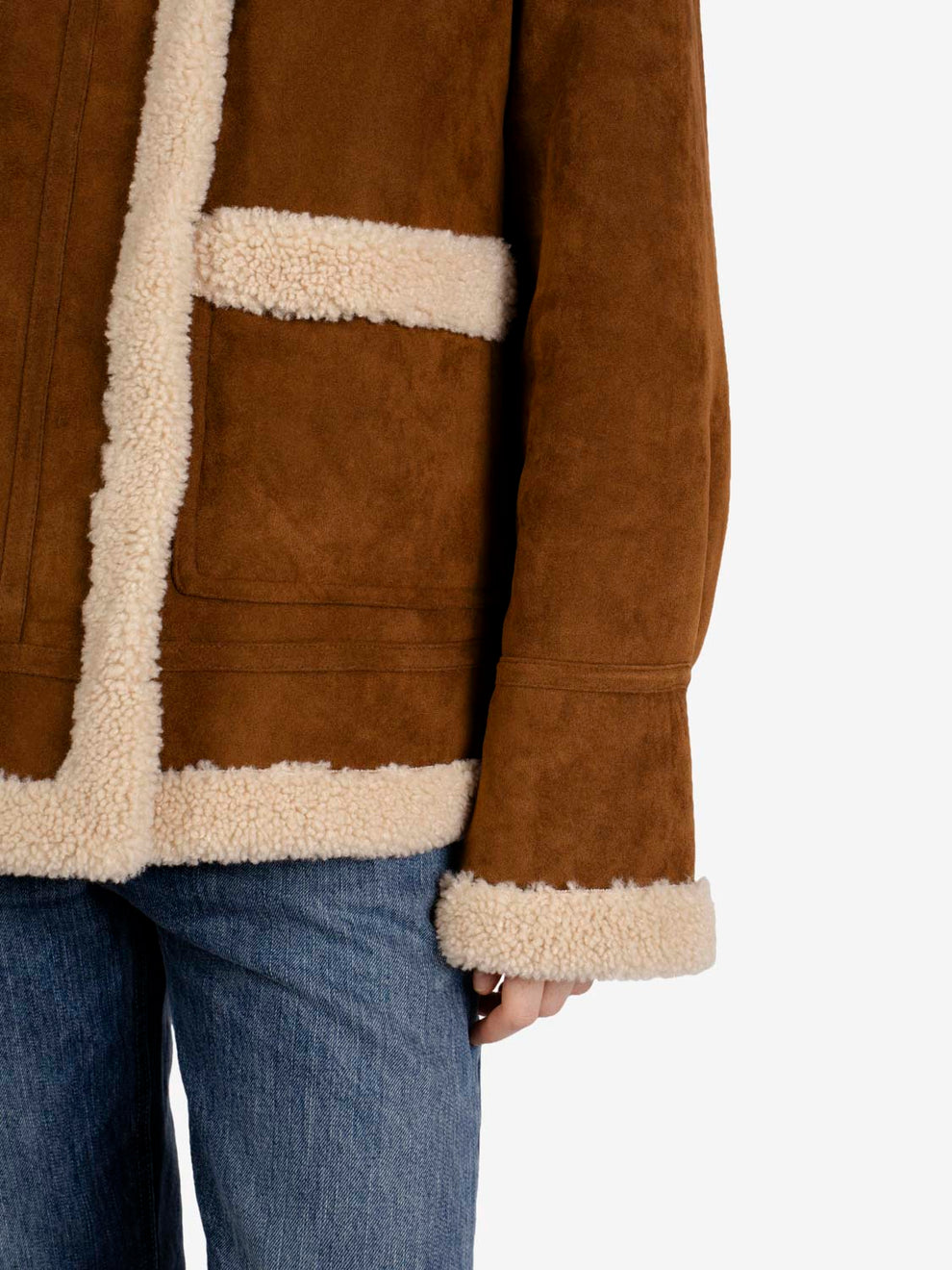 Tobacco suede faux sheepskin