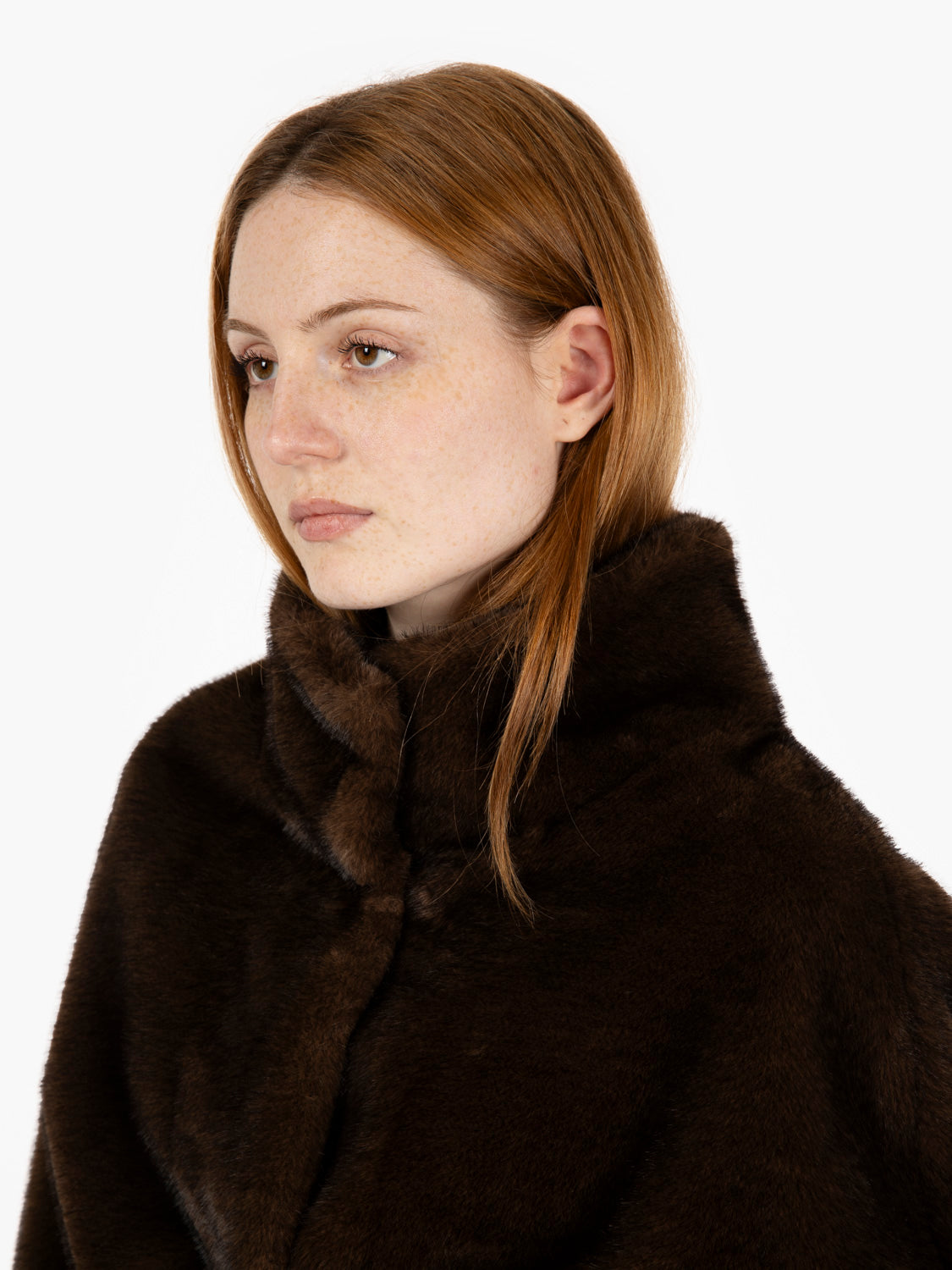 Faux fur with brown sash