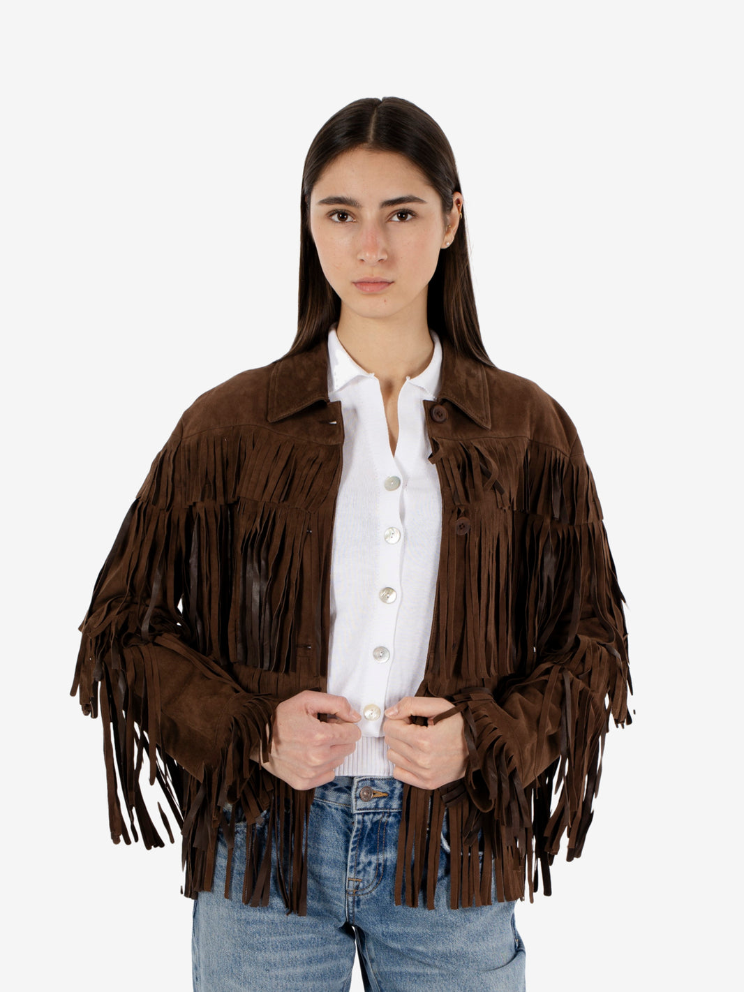 Coffee fringed jacket