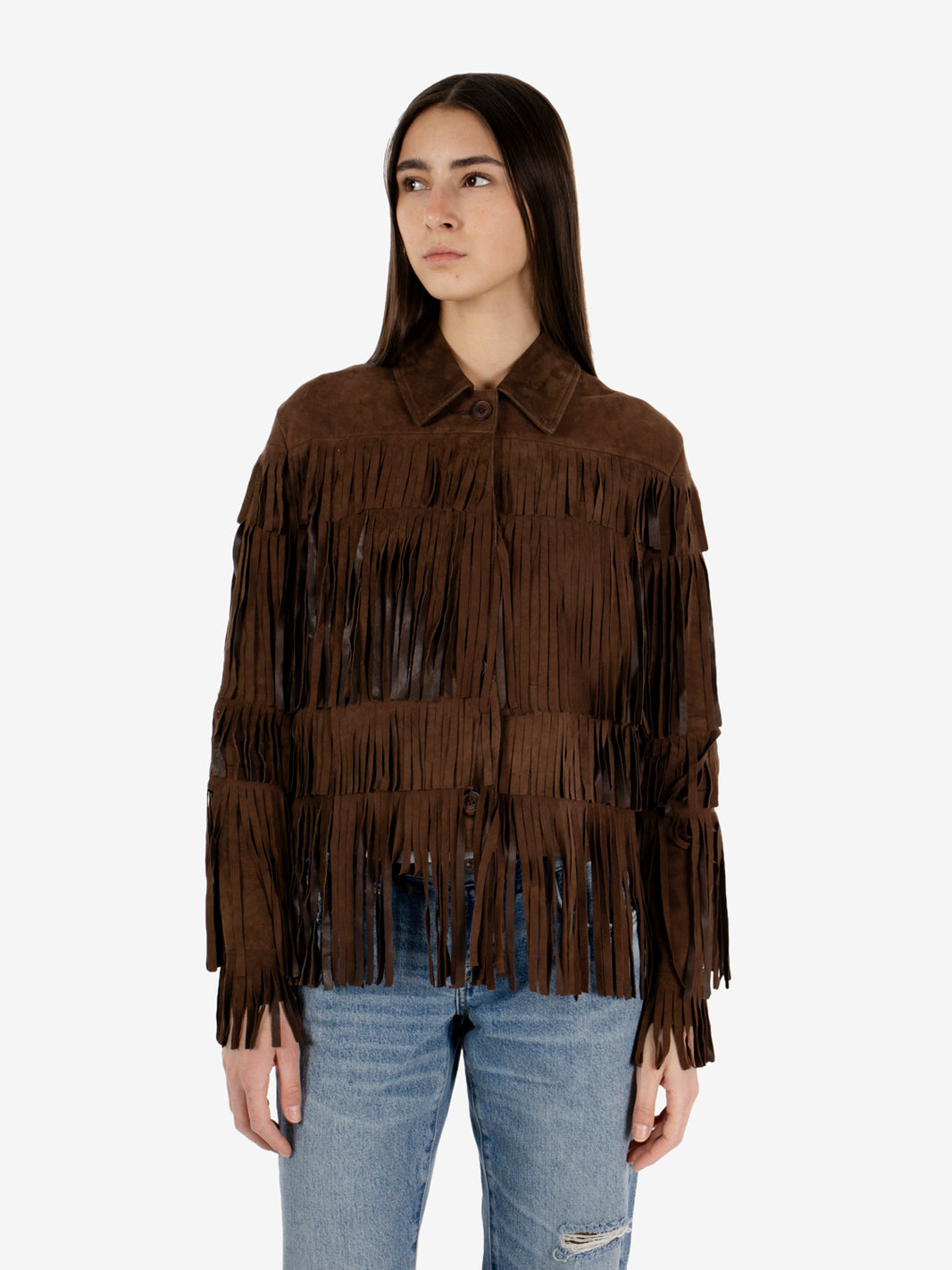 Coffee fringed jacket