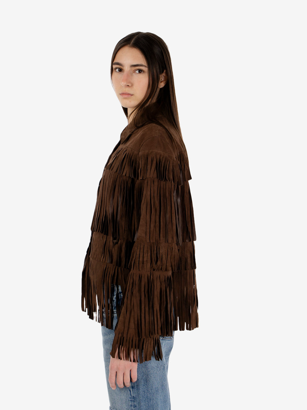 Giacca con frange caffè