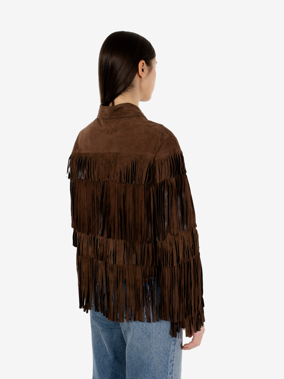 Giacca con frange caffè