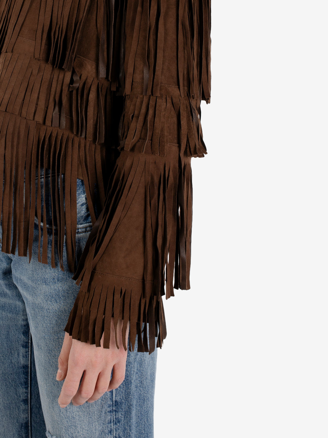 Giacca con frange caffè