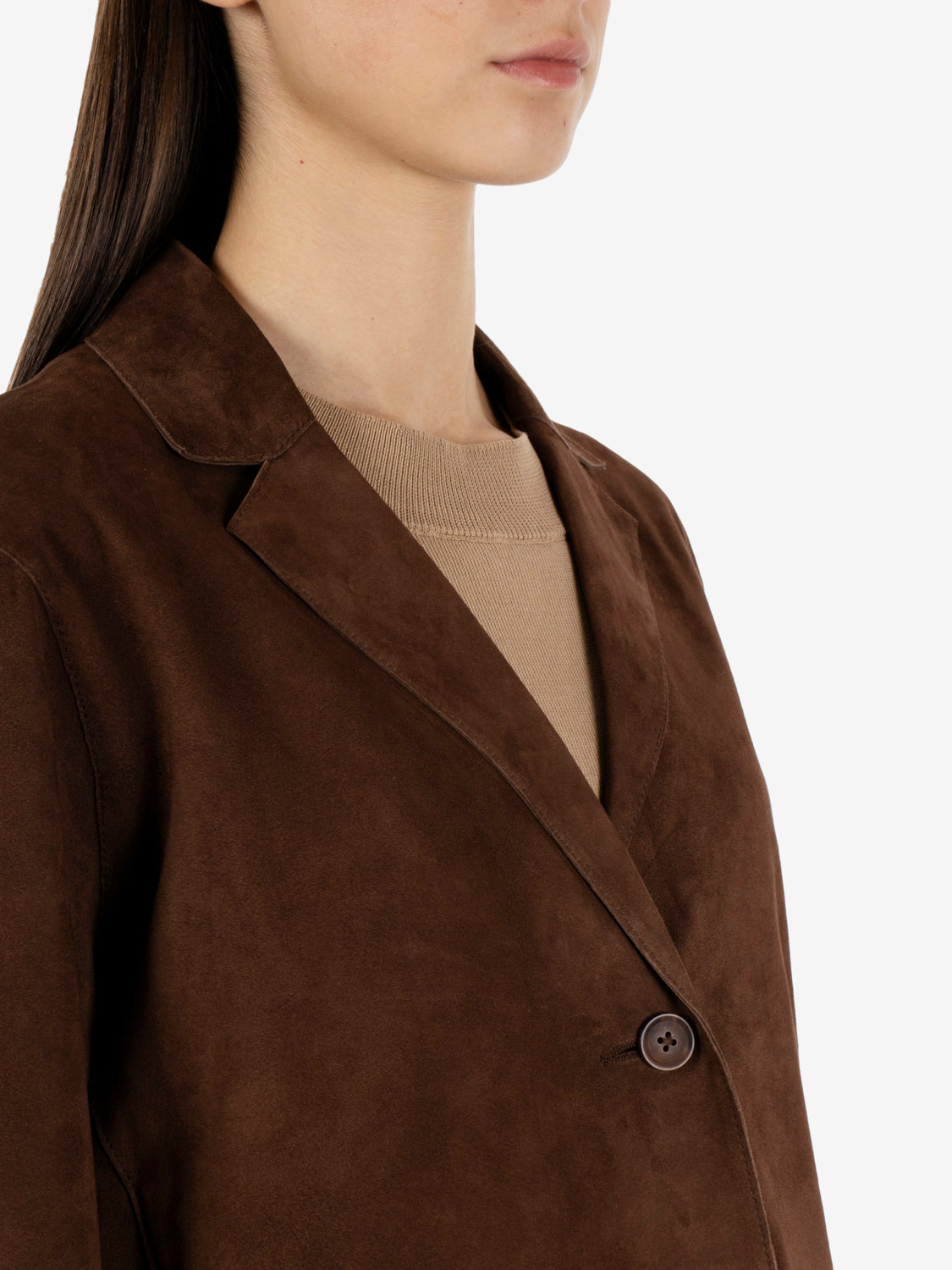 Giacca in suede con frange caffè