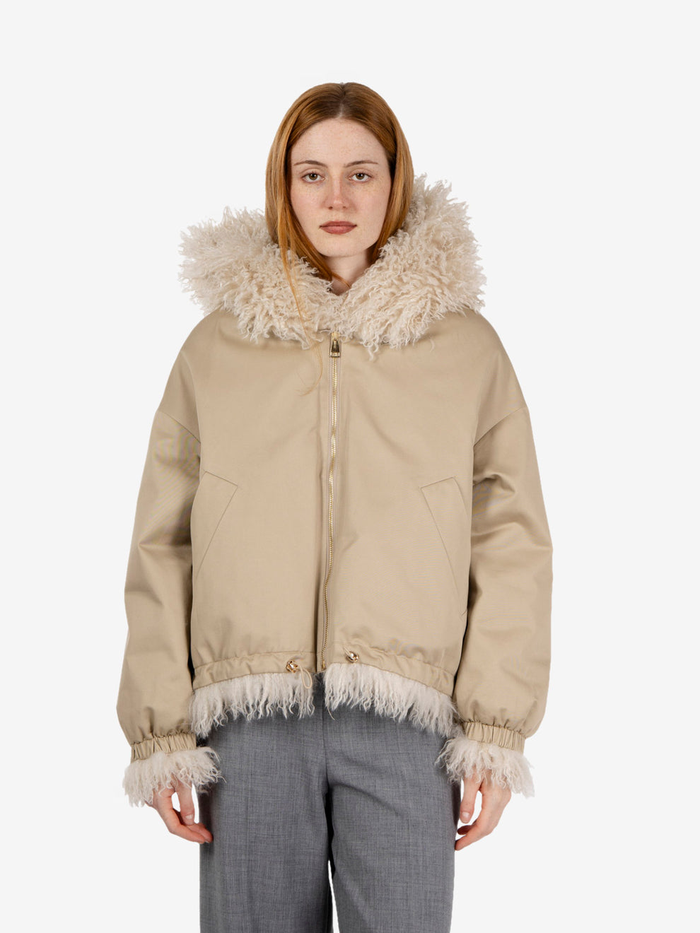 REVERSIBLE CREAM FUR COAT 7356_CM1
