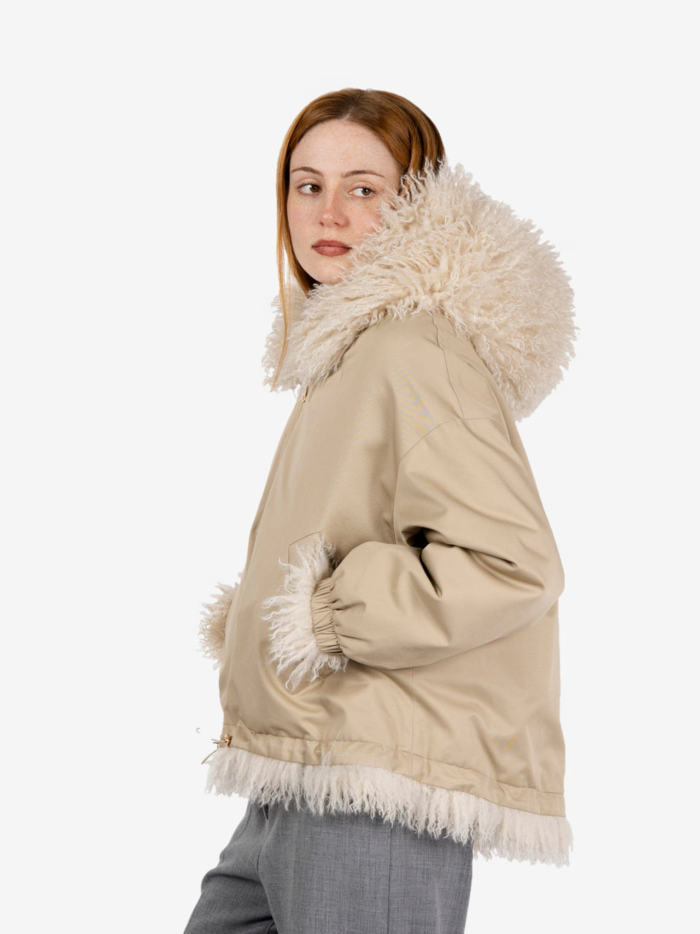 REVERSIBLE CREAM FUR COAT 7356_CM1