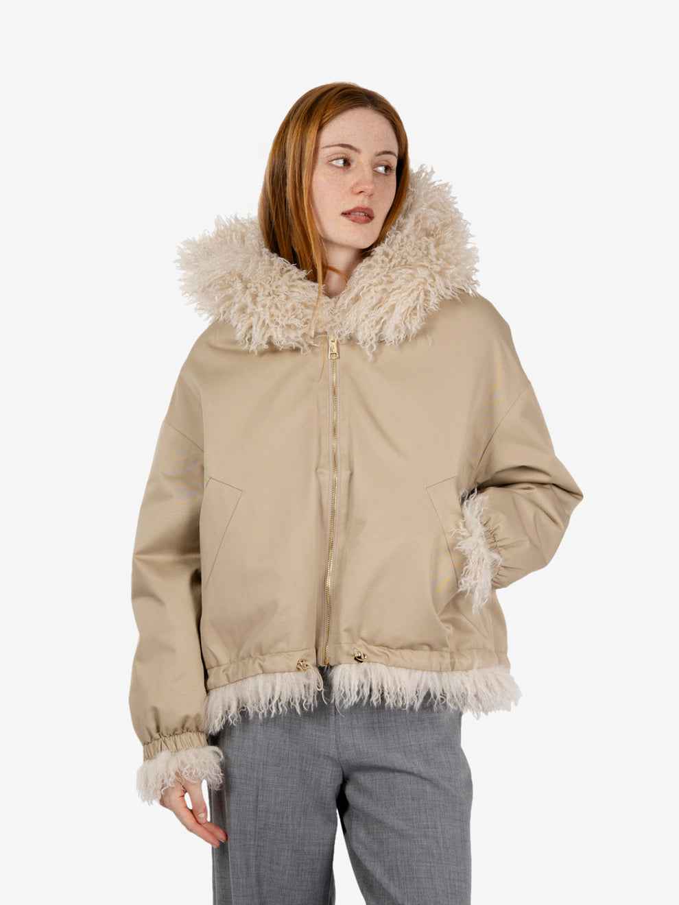 REVERSIBLE CREAM FUR COAT 7356_CM1