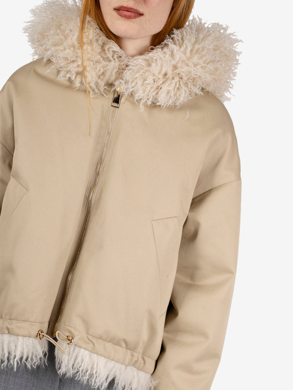 REVERSIBLE CREAM FUR COAT 7356_CM1
