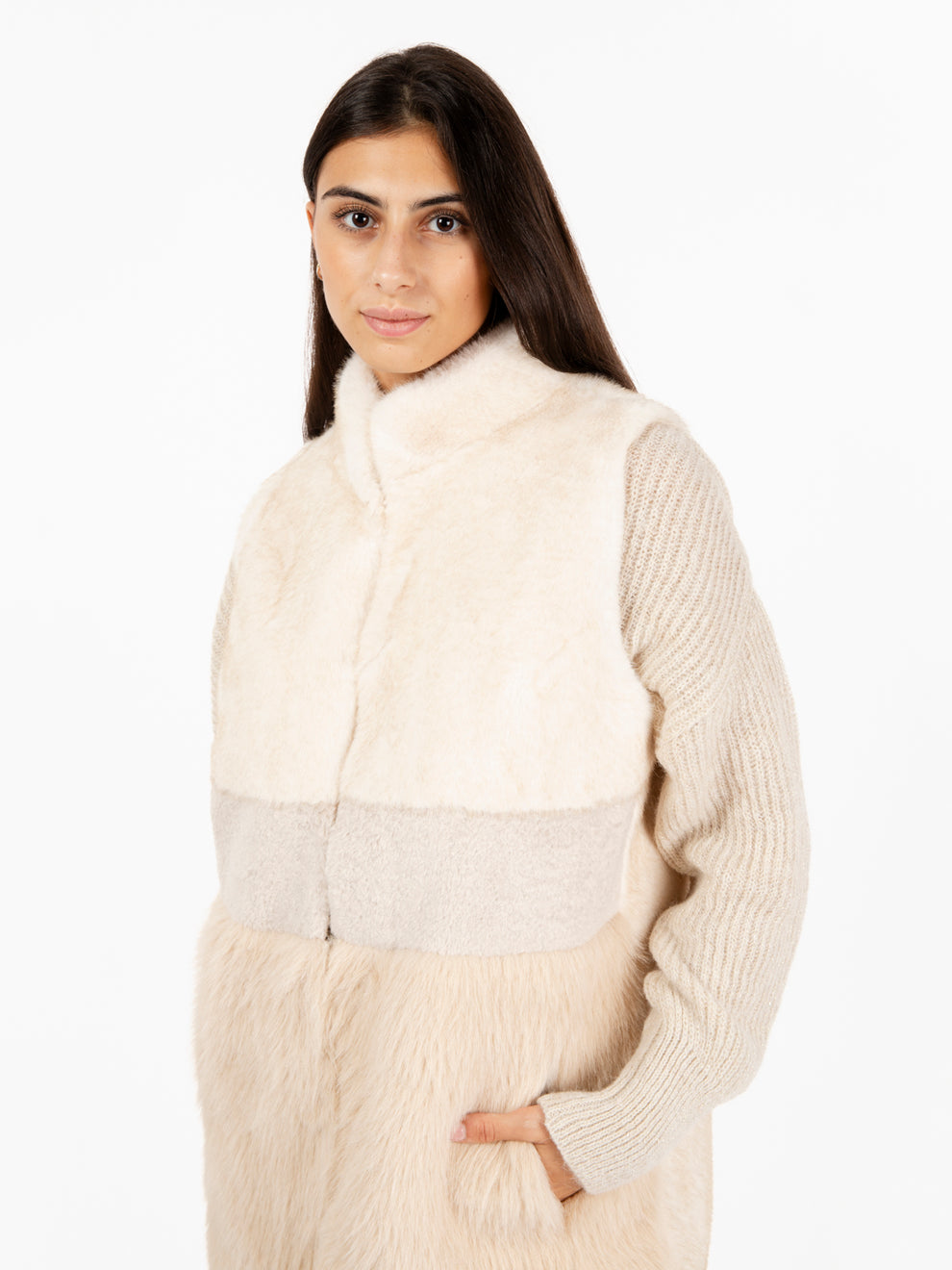 Gilet in ecopelliccia bianco