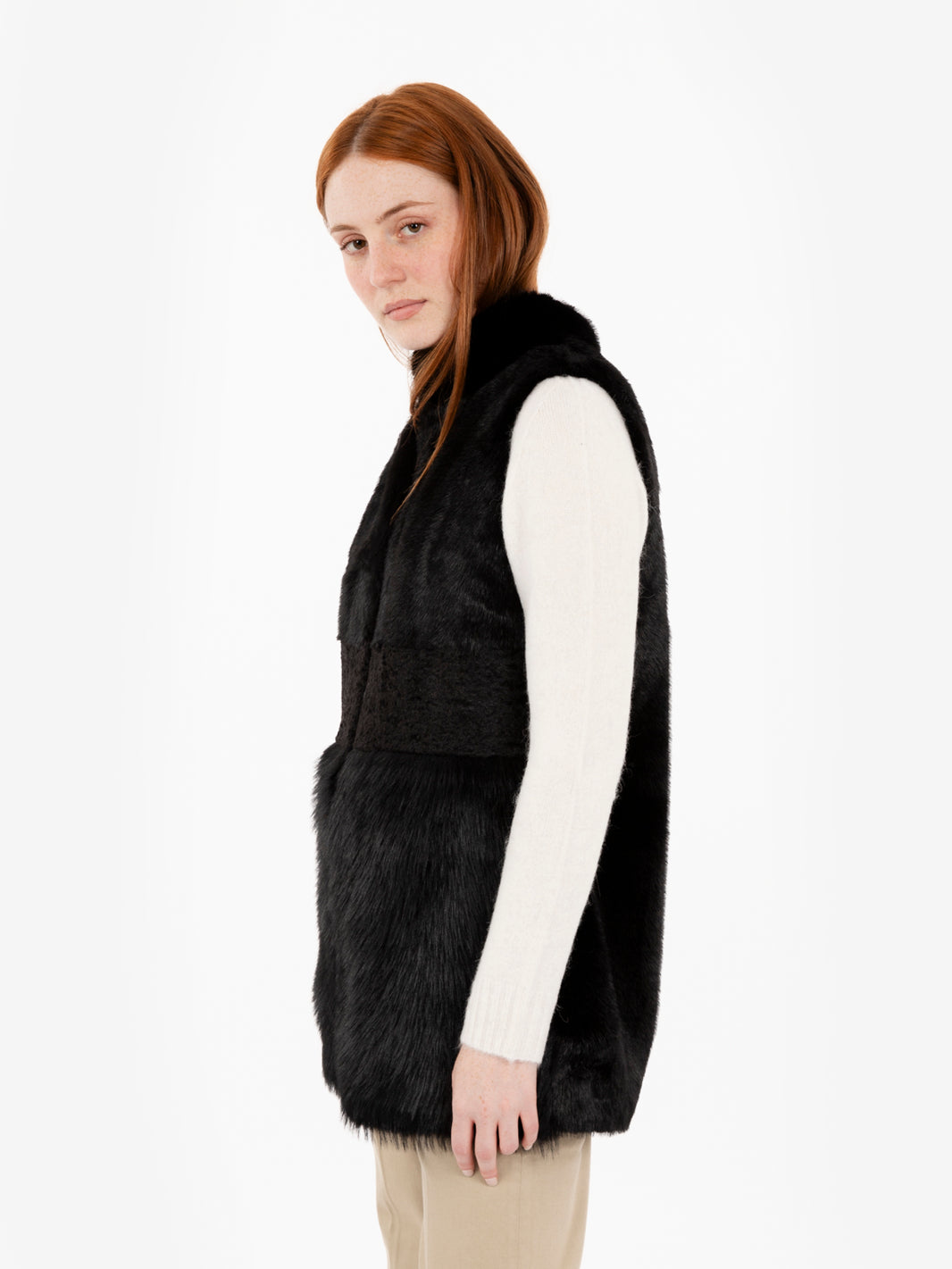Gilet in ecopelliccia nero